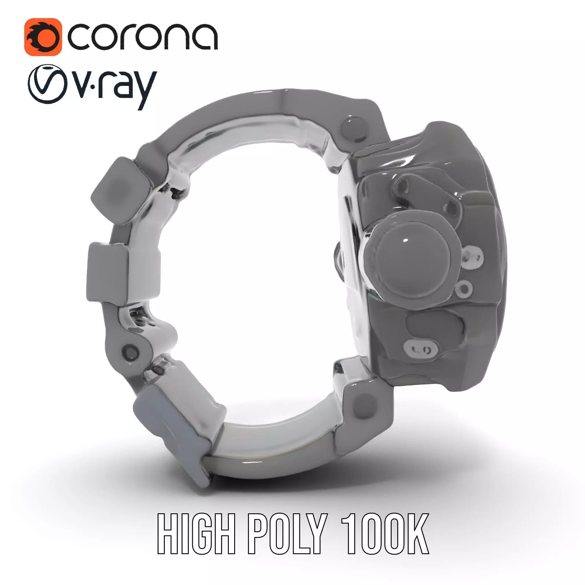 Futuristic Digital Watch Model Pack Low-poly 3D model_20