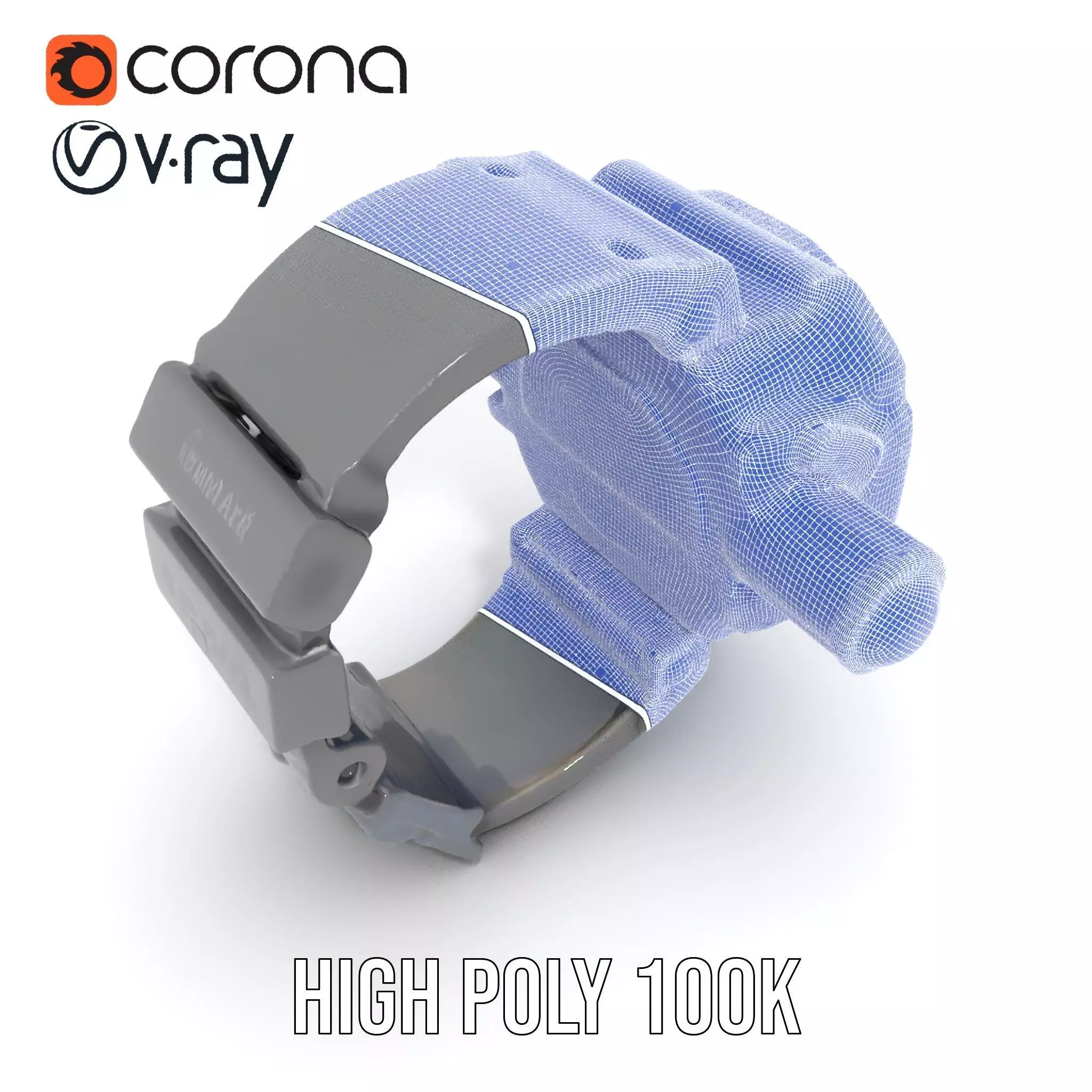 Futuristic Digital Watch Model Pack Low-poly 3D model_32