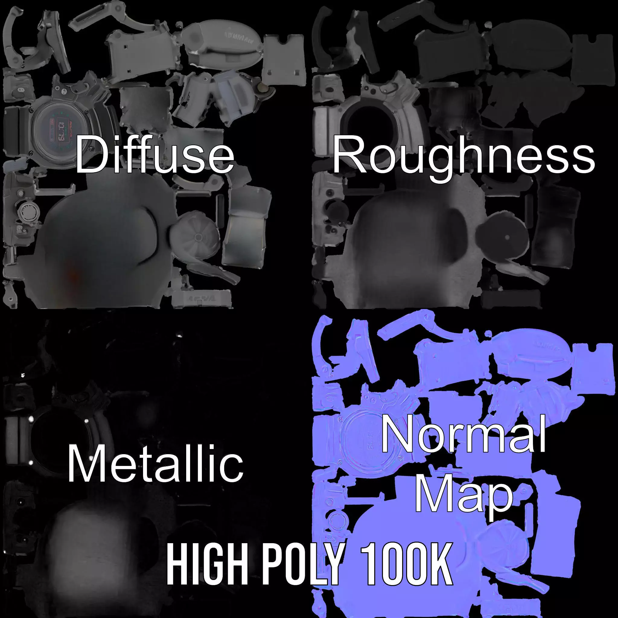 Futuristic Digital Watch Model Pack Low-poly 3D model_3