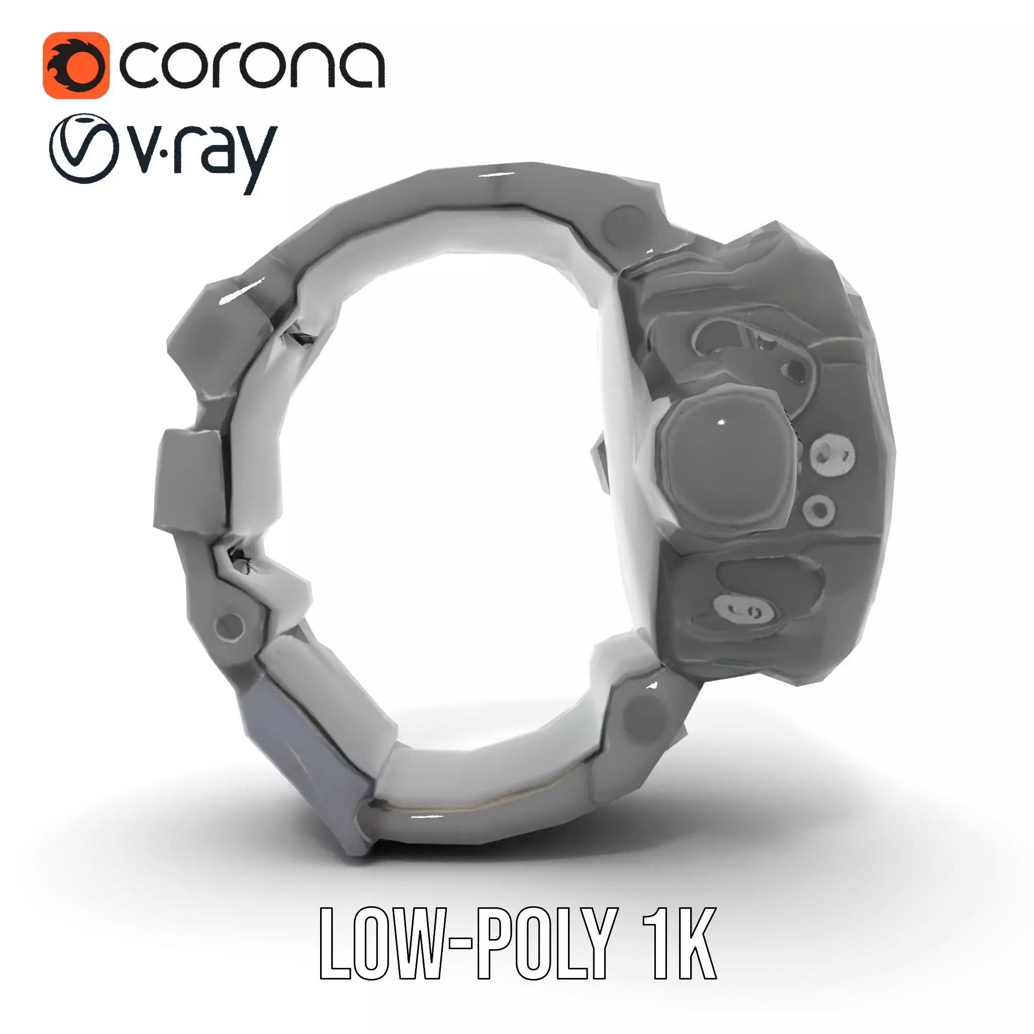 Futuristic Digital Watch Model Pack Low-poly 3D model_14