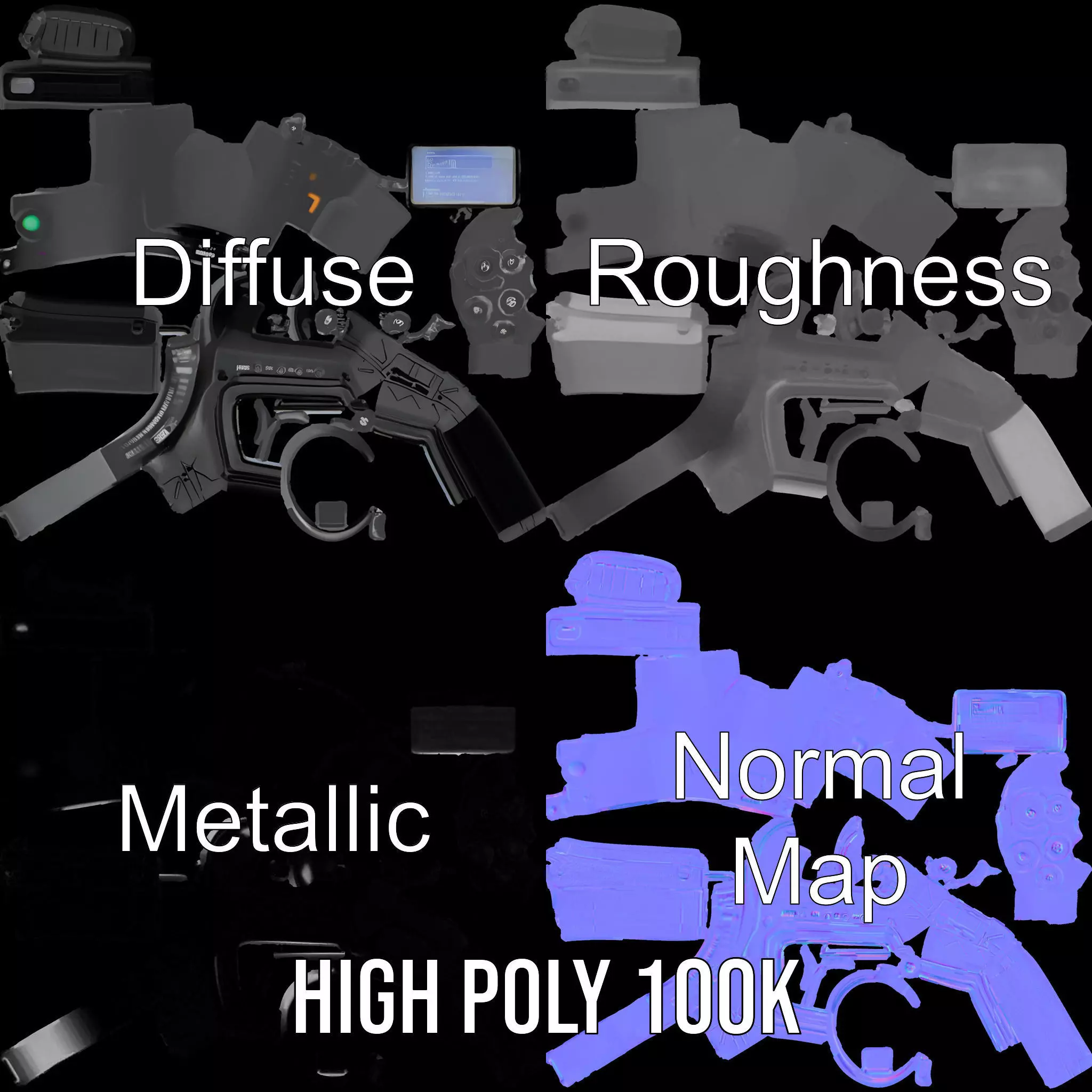 Futuristic Tactical Scope Model Pack Low-poly 3D model_4