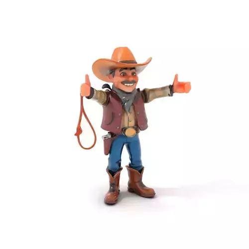 Cowboy Character Rigged and Animated with Western Outfit and ... Low-poly 3D model