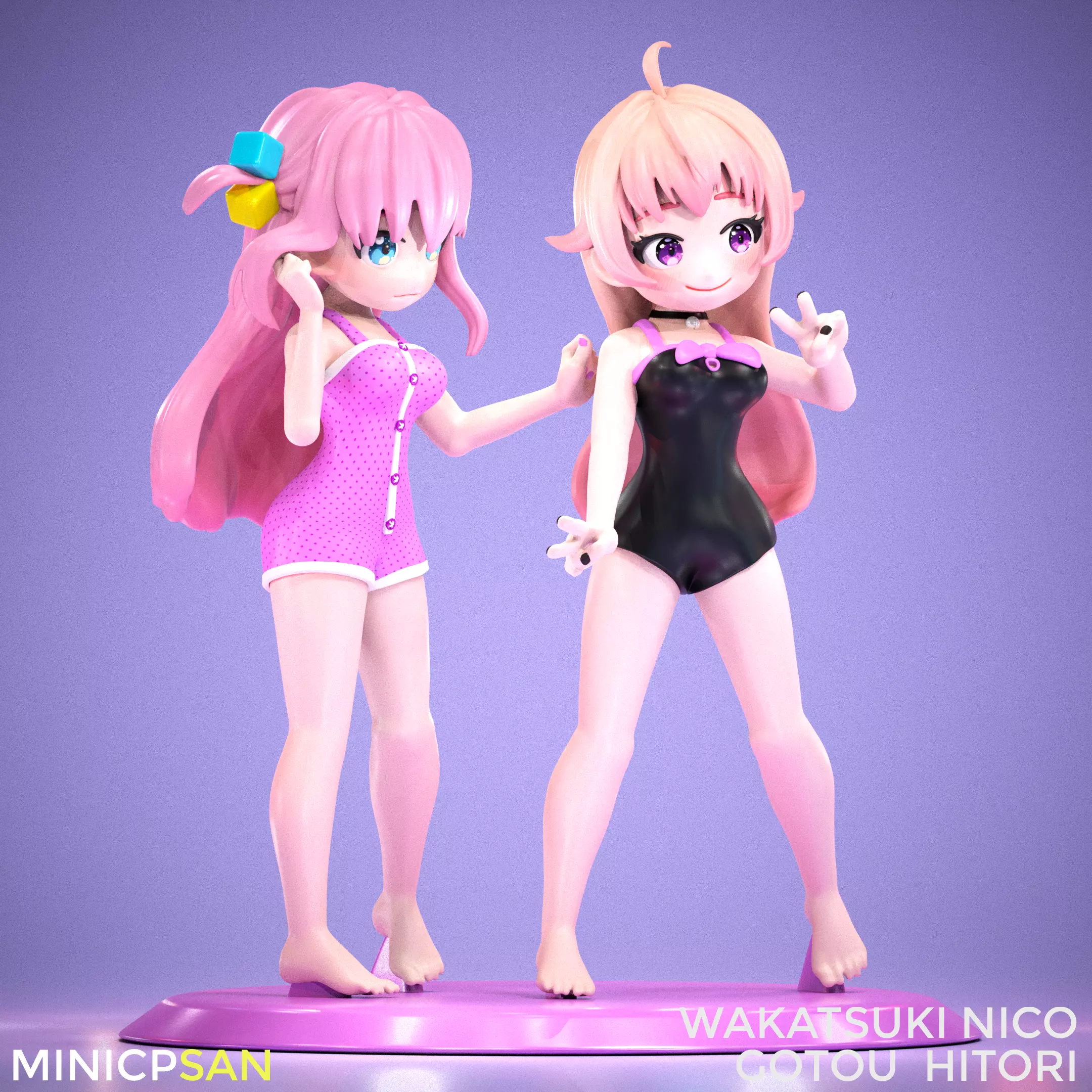 Wakatsuki Nico and Gotou Hitori - First Summer Together 3D print model_7
