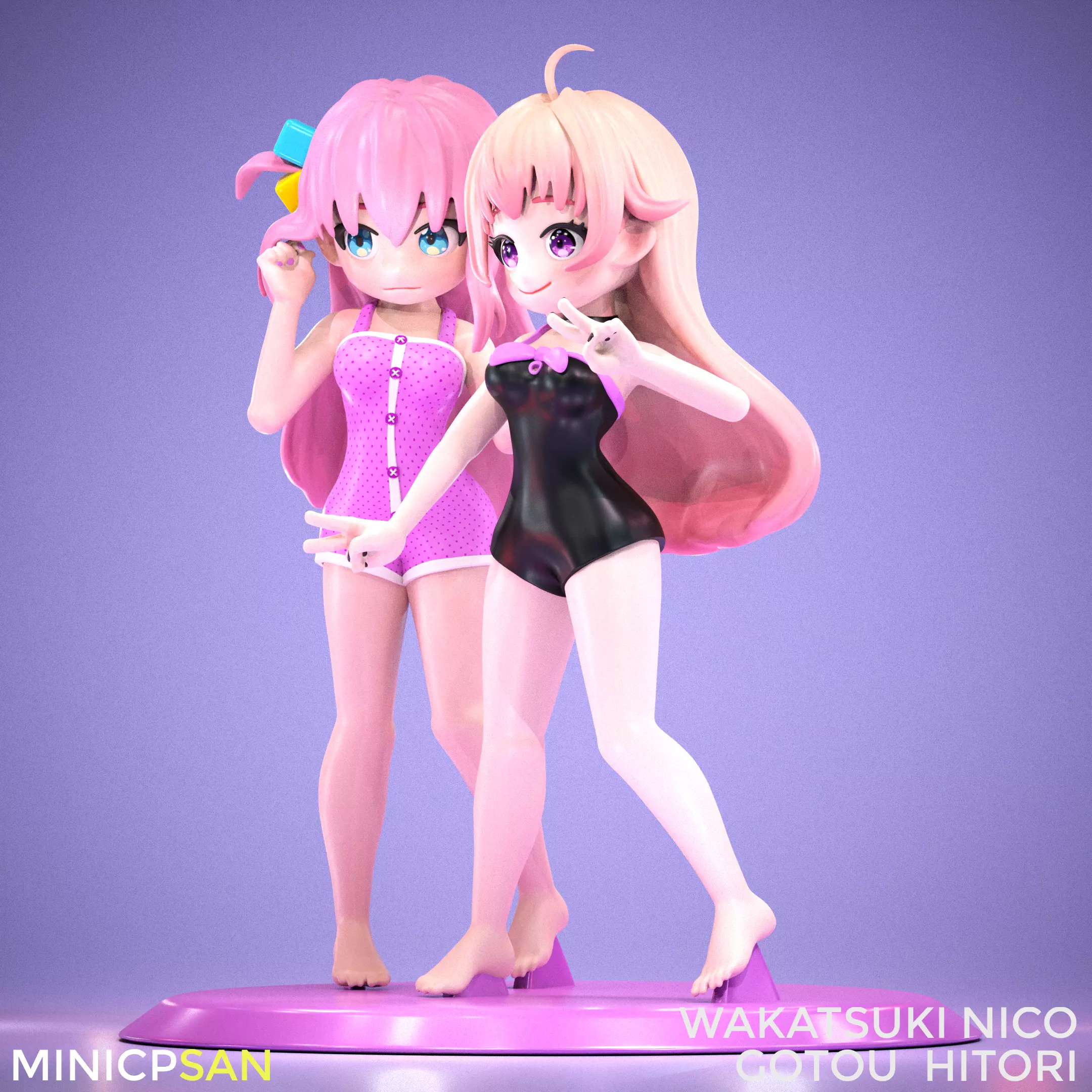 Wakatsuki Nico and Gotou Hitori - First Summer Together 3D print model_1