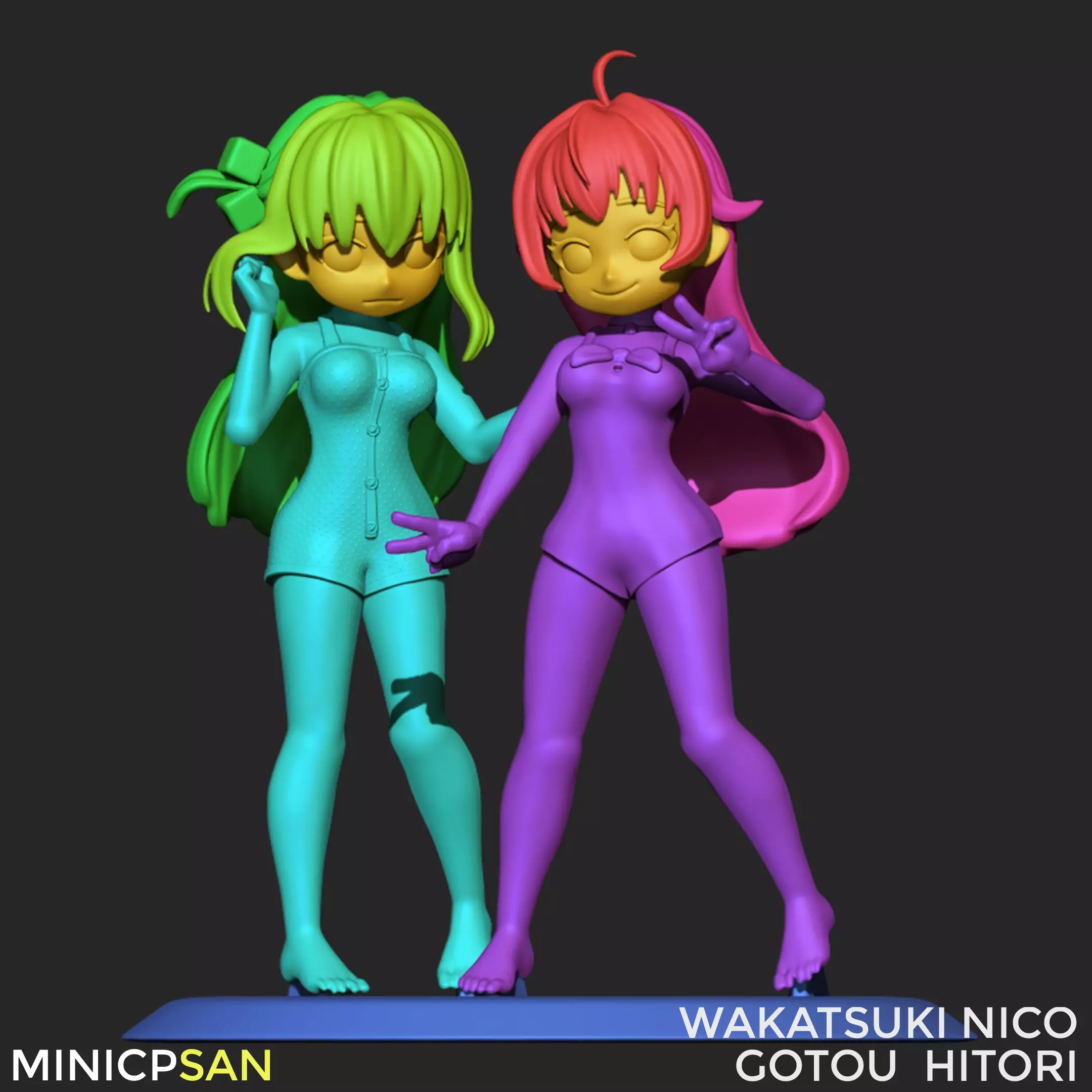 Wakatsuki Nico and Gotou Hitori - First Summer Together 3D print model_8