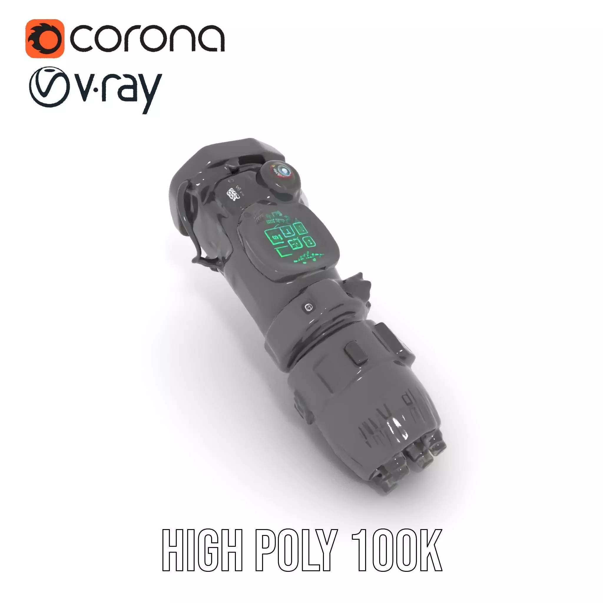 Futuristic Gadget Model Pack with Digital Interface Low-poly 3D model_26