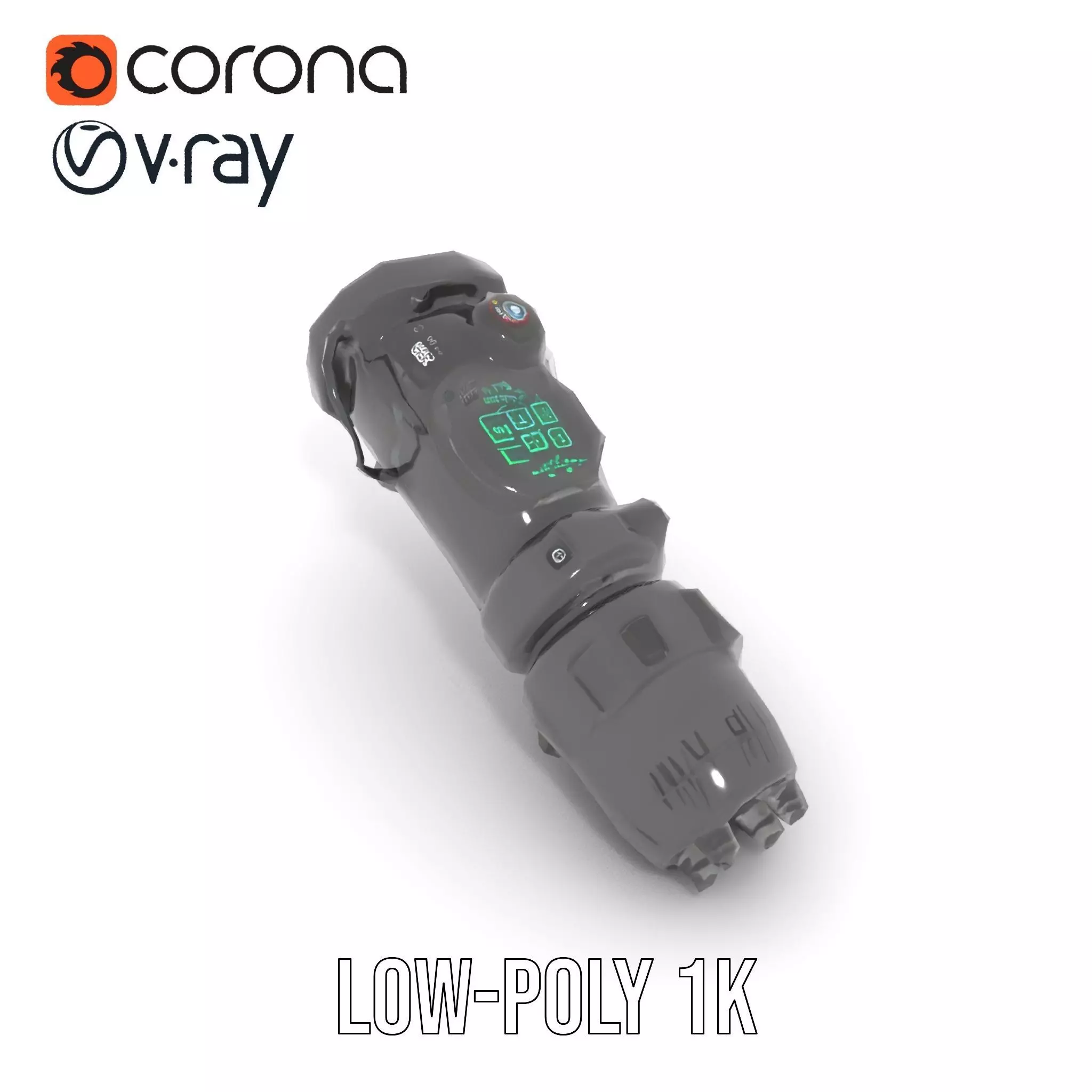 Futuristic Gadget Model Pack with Digital Interface Low-poly 3D model_22