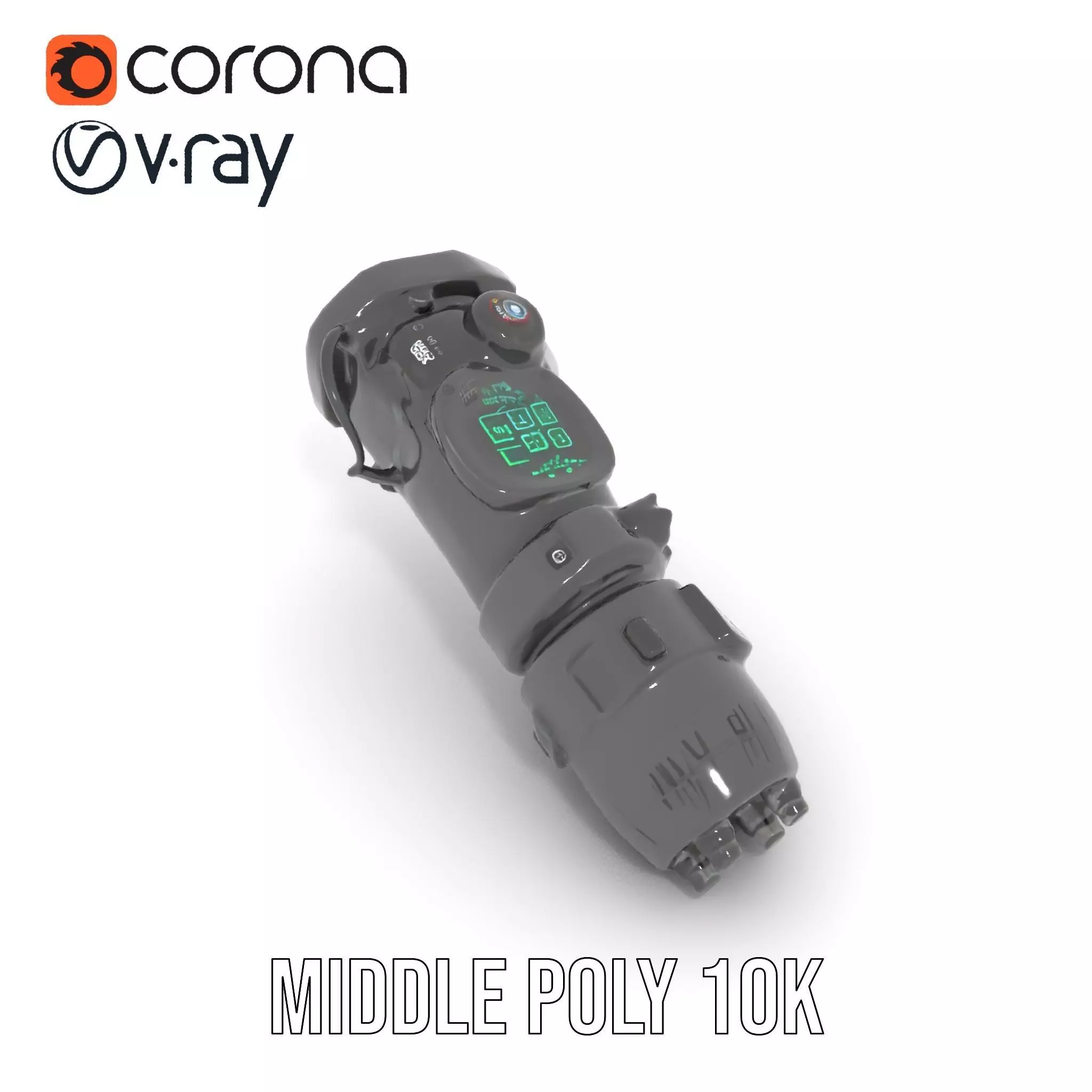 Futuristic Gadget Model Pack with Digital Interface Low-poly 3D model_16