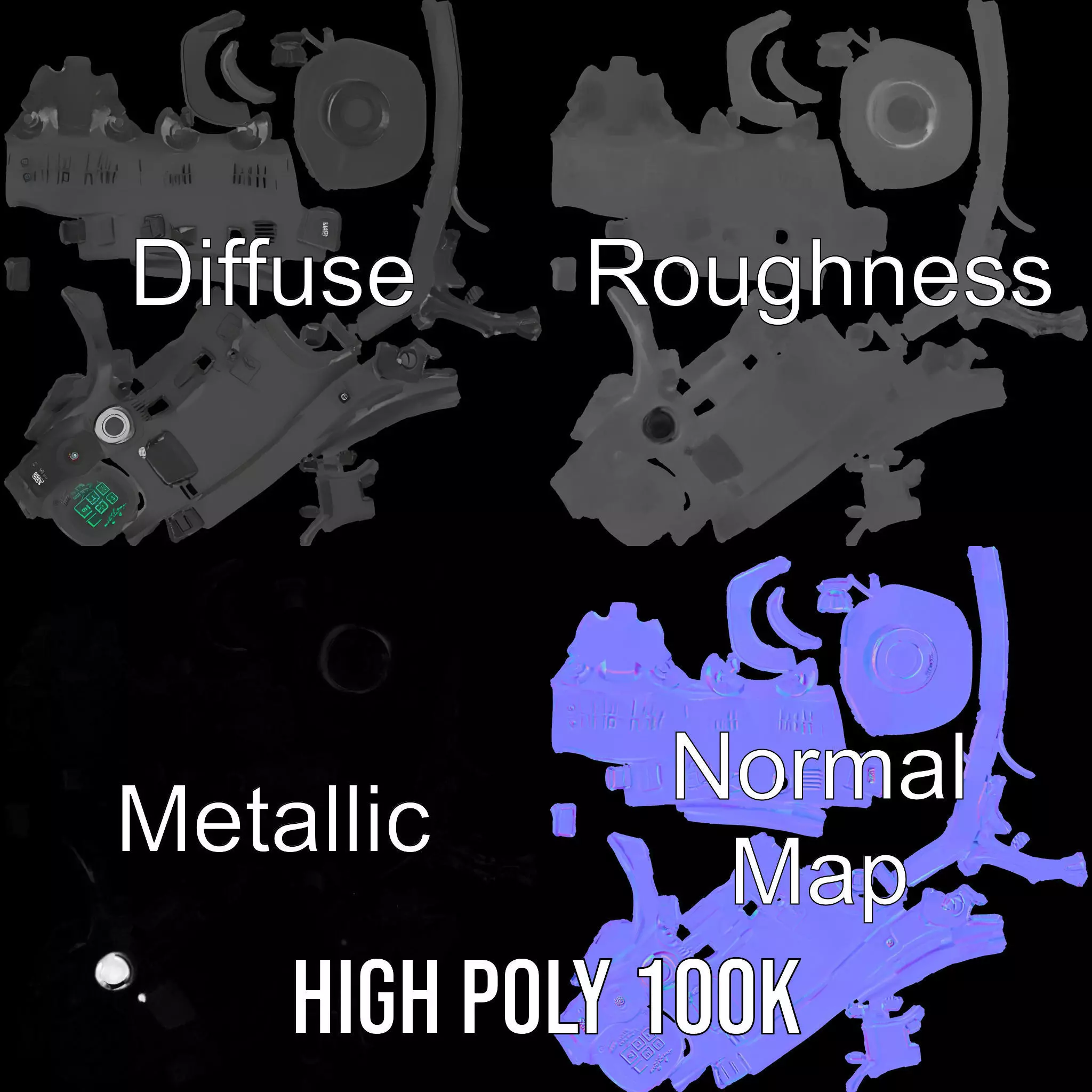 Futuristic Gadget Model Pack with Digital Interface Low-poly 3D model_3