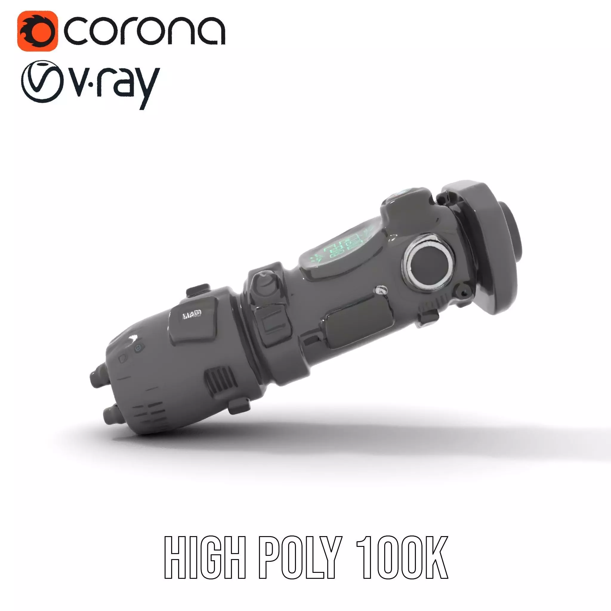 Futuristic Gadget Model Pack with Digital Interface Low-poly 3D model_32