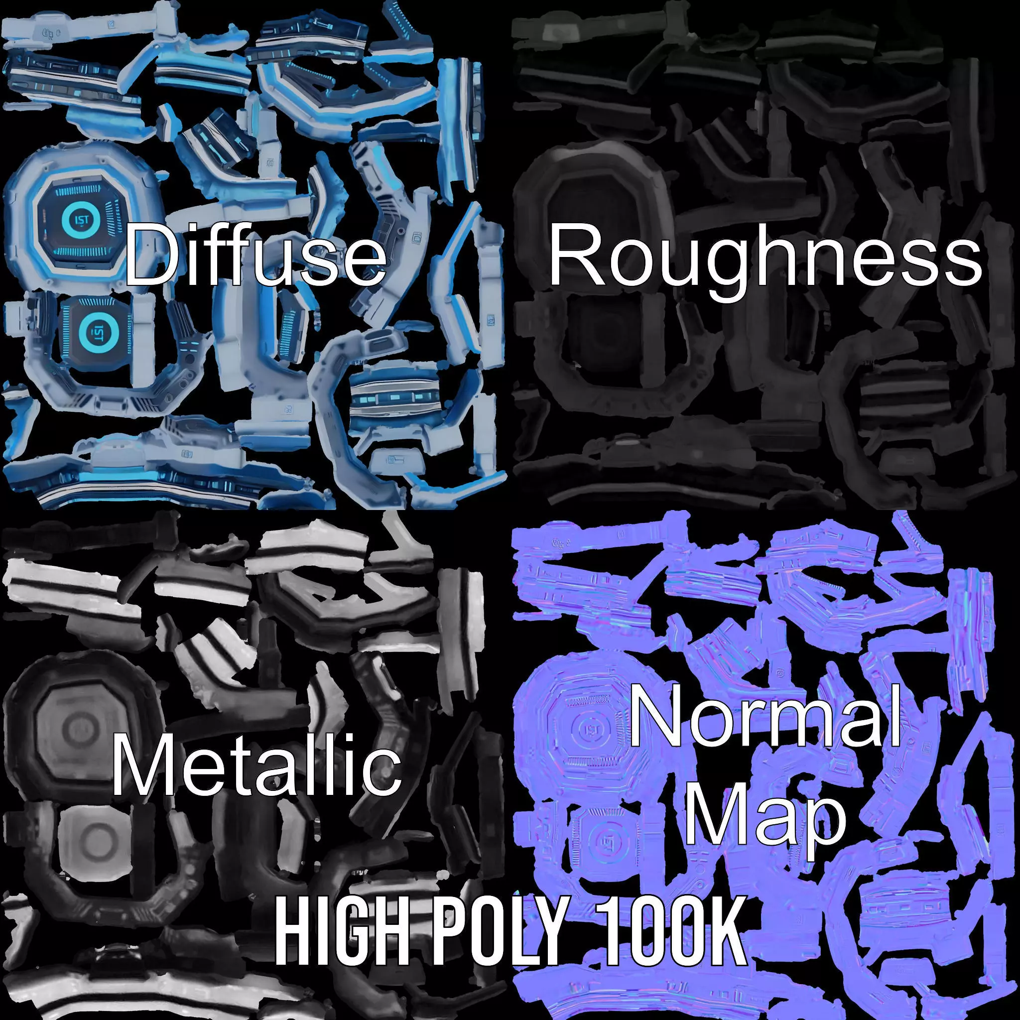 Futuristic Energy Core model pack with glowing accents Low-poly 3D model_3