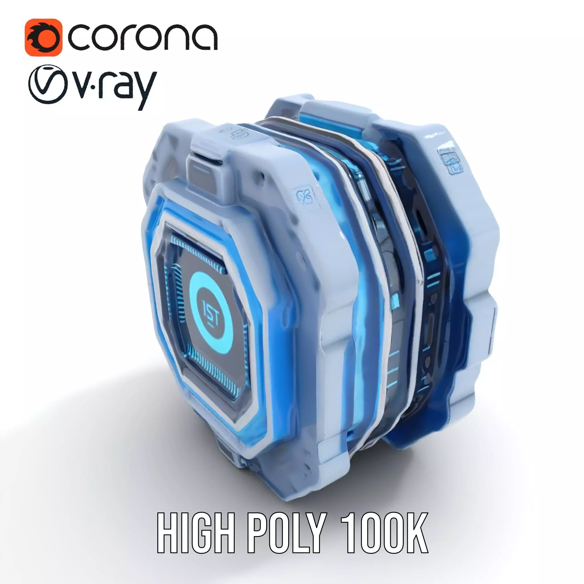 Futuristic Energy Core model pack with glowing accents Low-poly 3D model_11