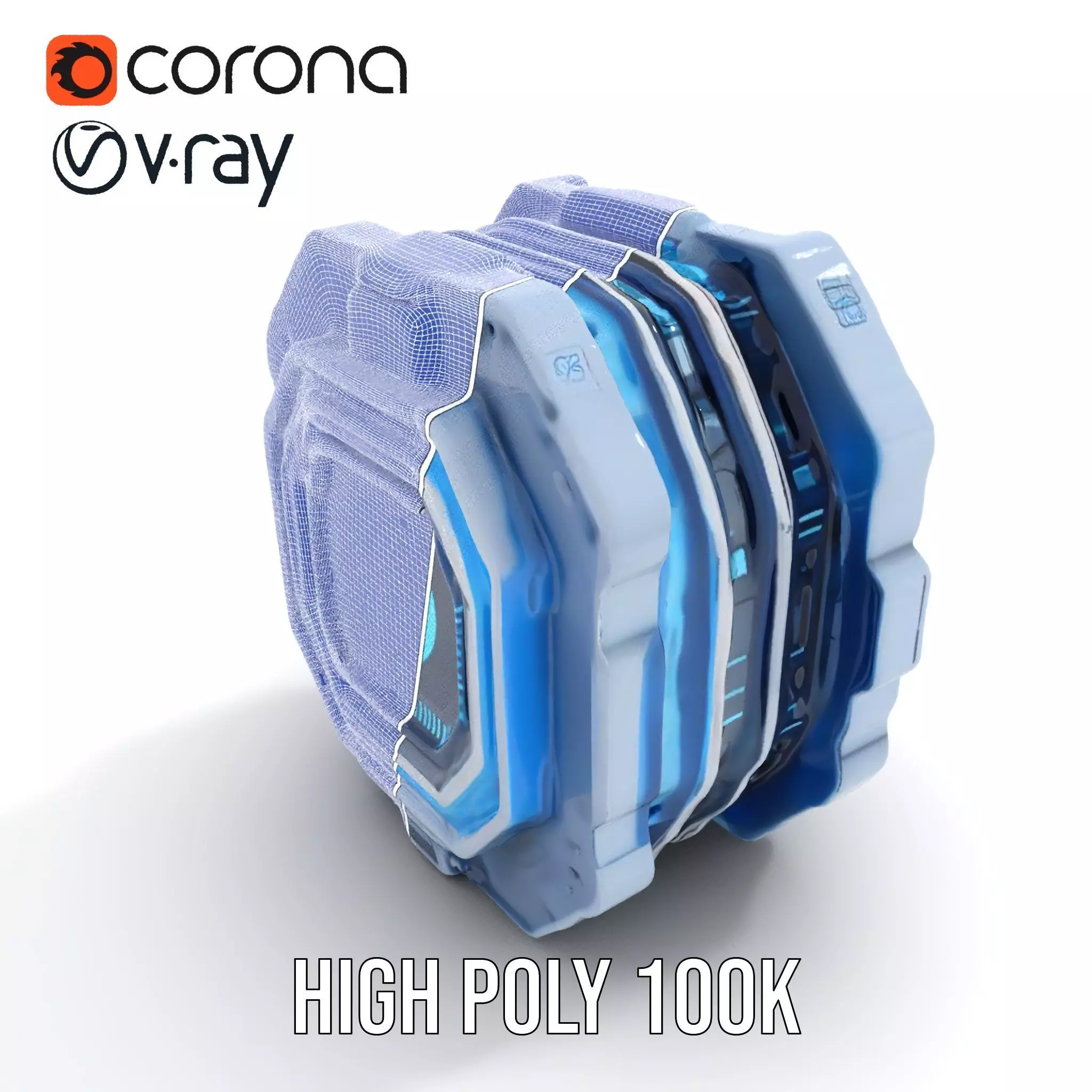 Futuristic Energy Core model pack with glowing accents Low-poly 3D model_17