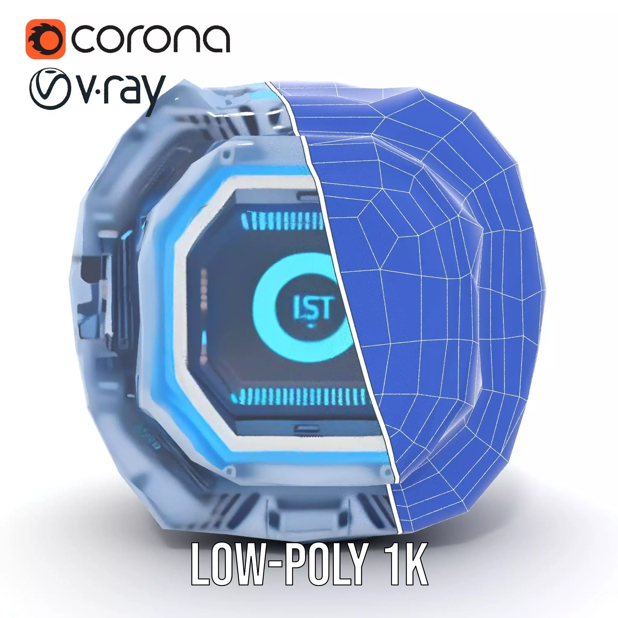 Futuristic Energy Core model pack with glowing accents Low-poly 3D model_25