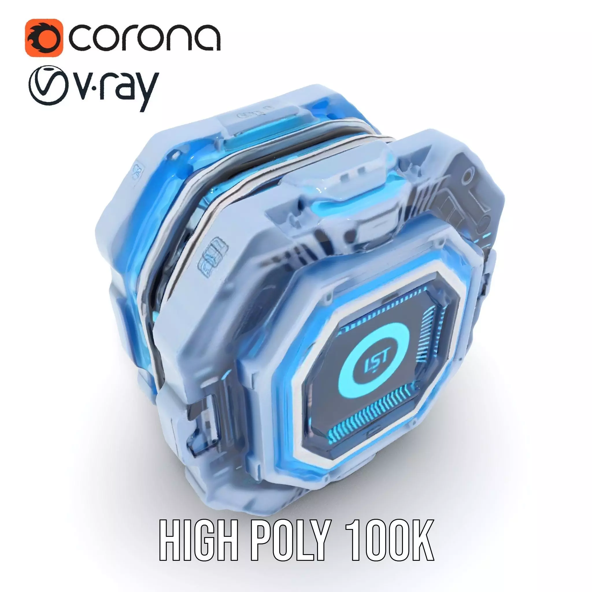 Futuristic Energy Core model pack with glowing accents Low-poly 3D model_14