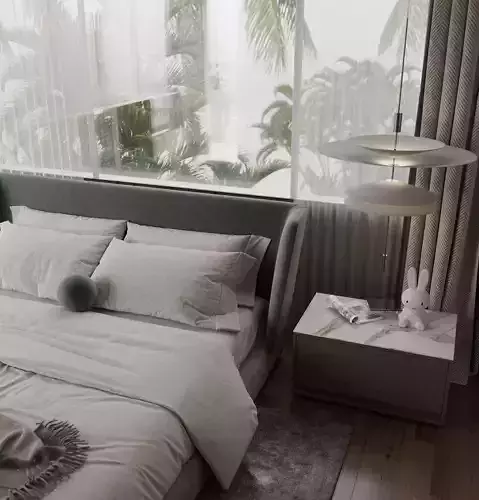 Exquisite Modern Luxury Master Bedroom Scene