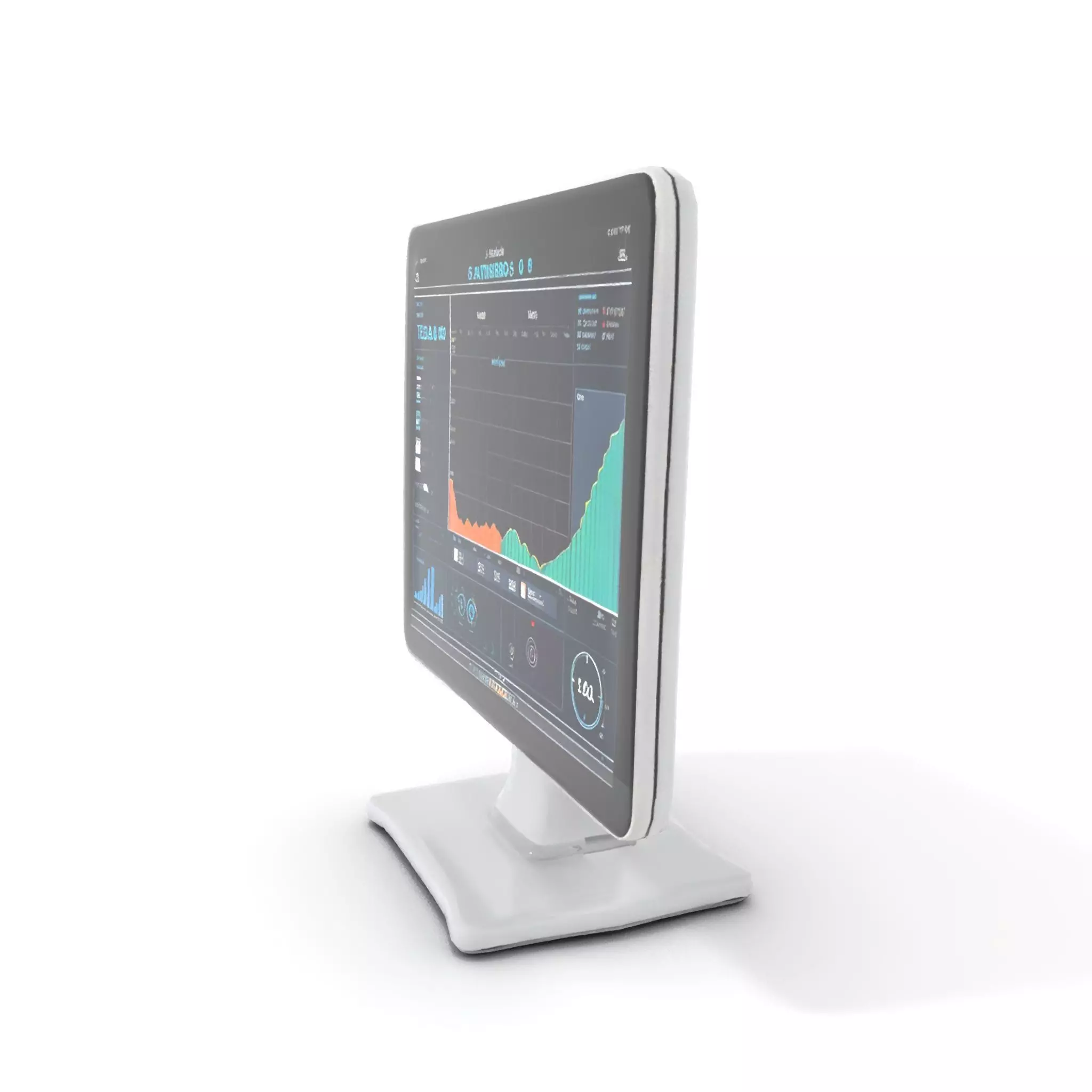 HighResolution Desktop Monitor with Data Visualization Model ... Low-poly 3D model_9