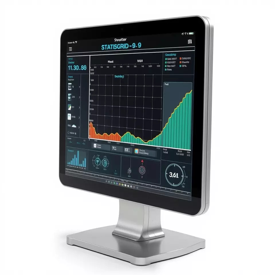 HighResolution Desktop Monitor with Data Visualization Model ... Low-poly 3D model_2