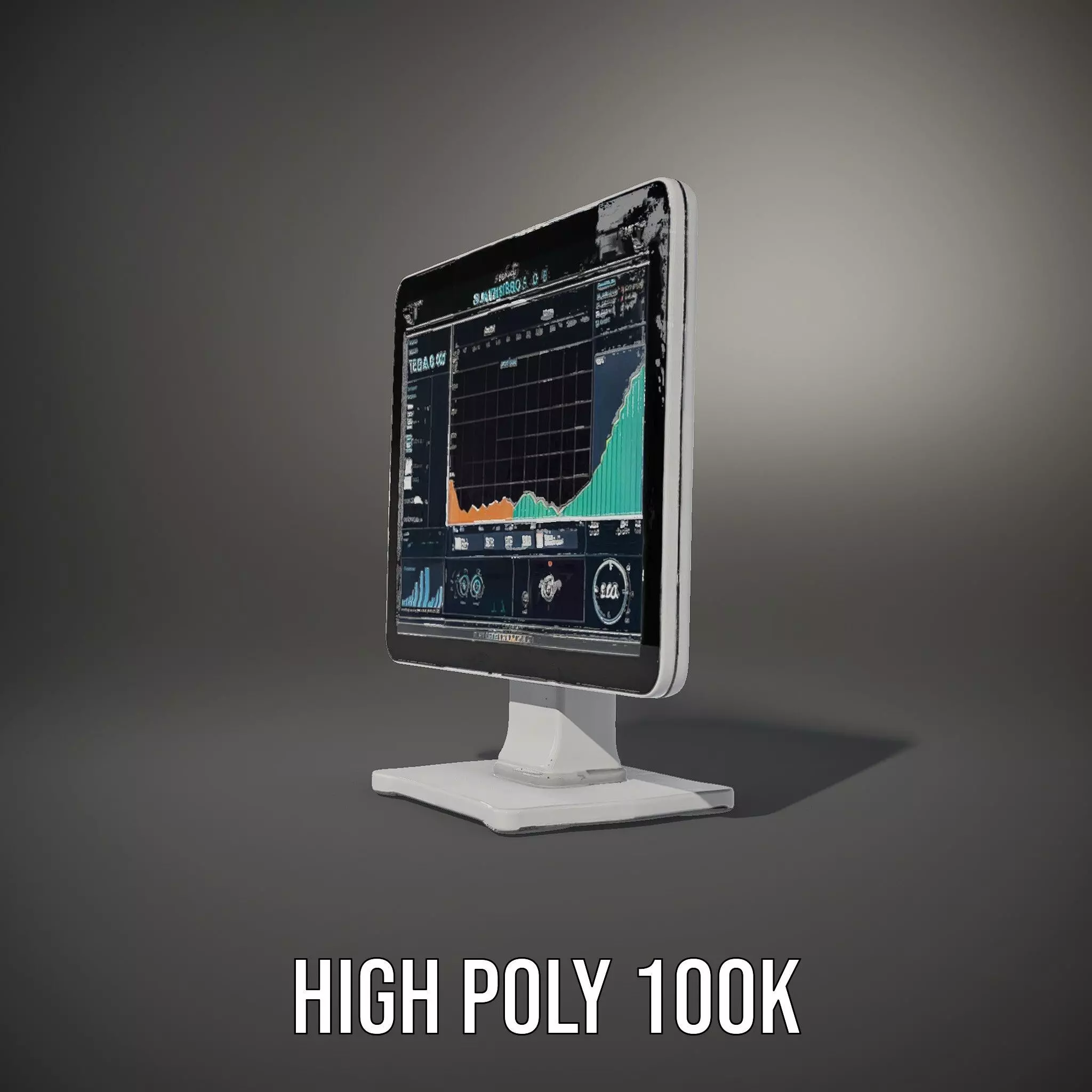 HighResolution Desktop Monitor with Data Visualization Model ... Low-poly 3D model_8