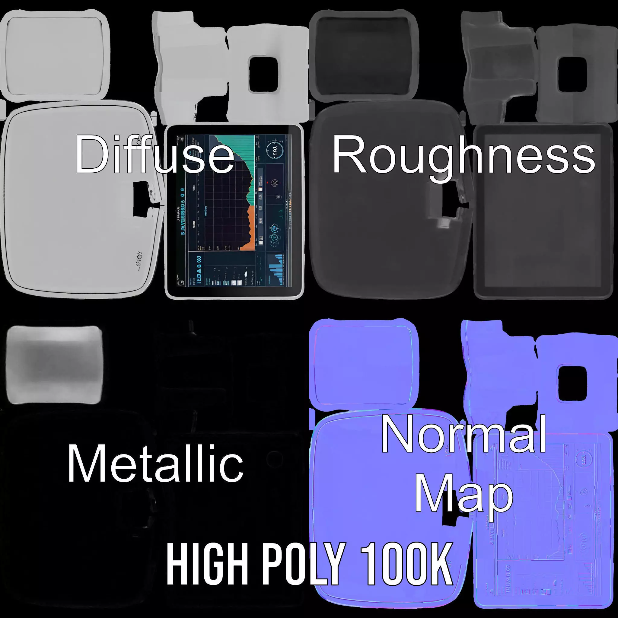 HighResolution Desktop Monitor with Data Visualization Model ... Low-poly 3D model_3