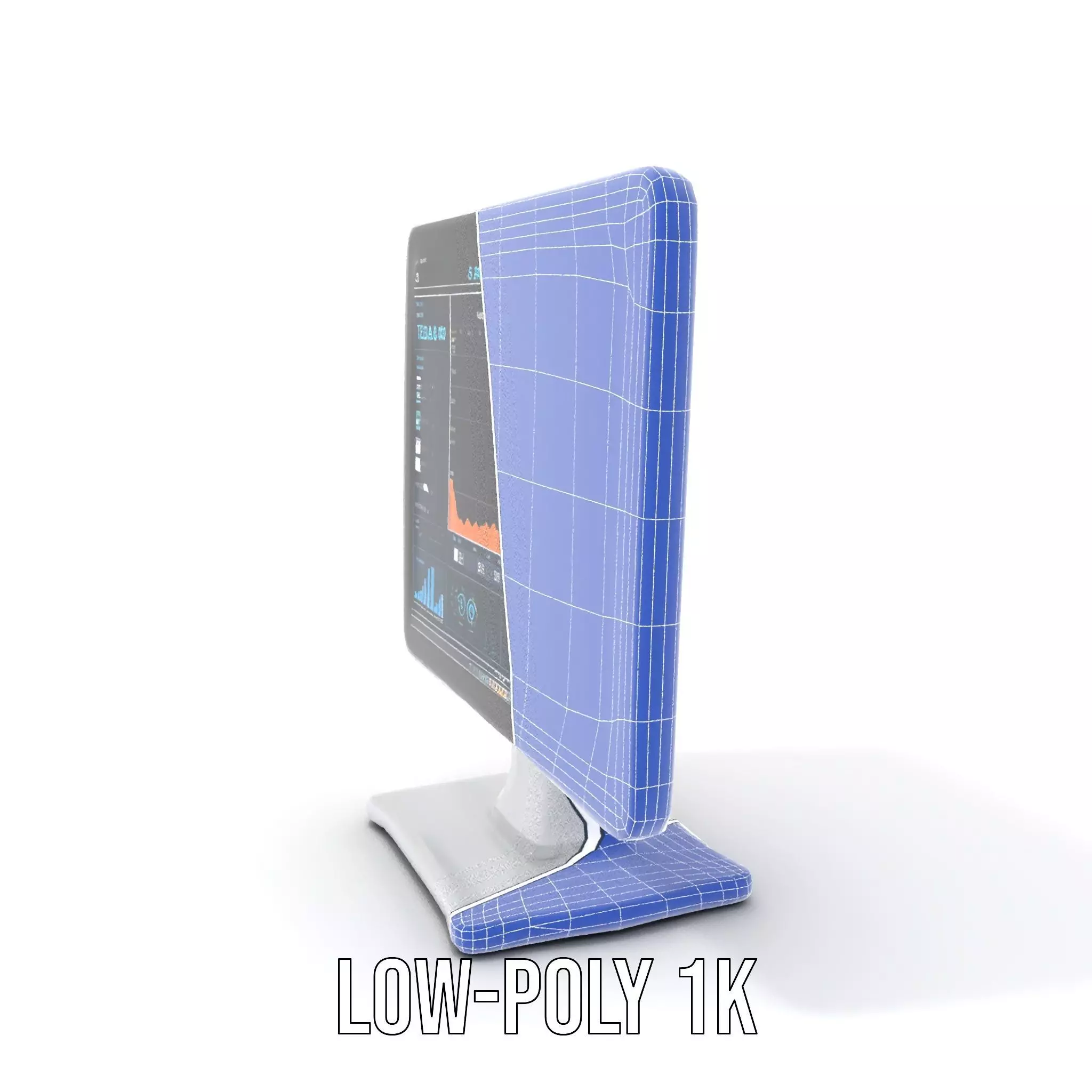 HighResolution Desktop Monitor with Data Visualization Model ... Low-poly 3D model_30