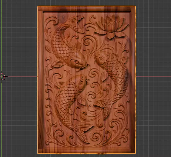 Koi Fish 3D Model Elegant Japanese Relief 3D print model