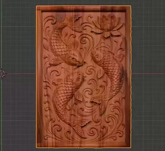 Koi Fish 3D Model Elegant Japanese Relief 3D print model