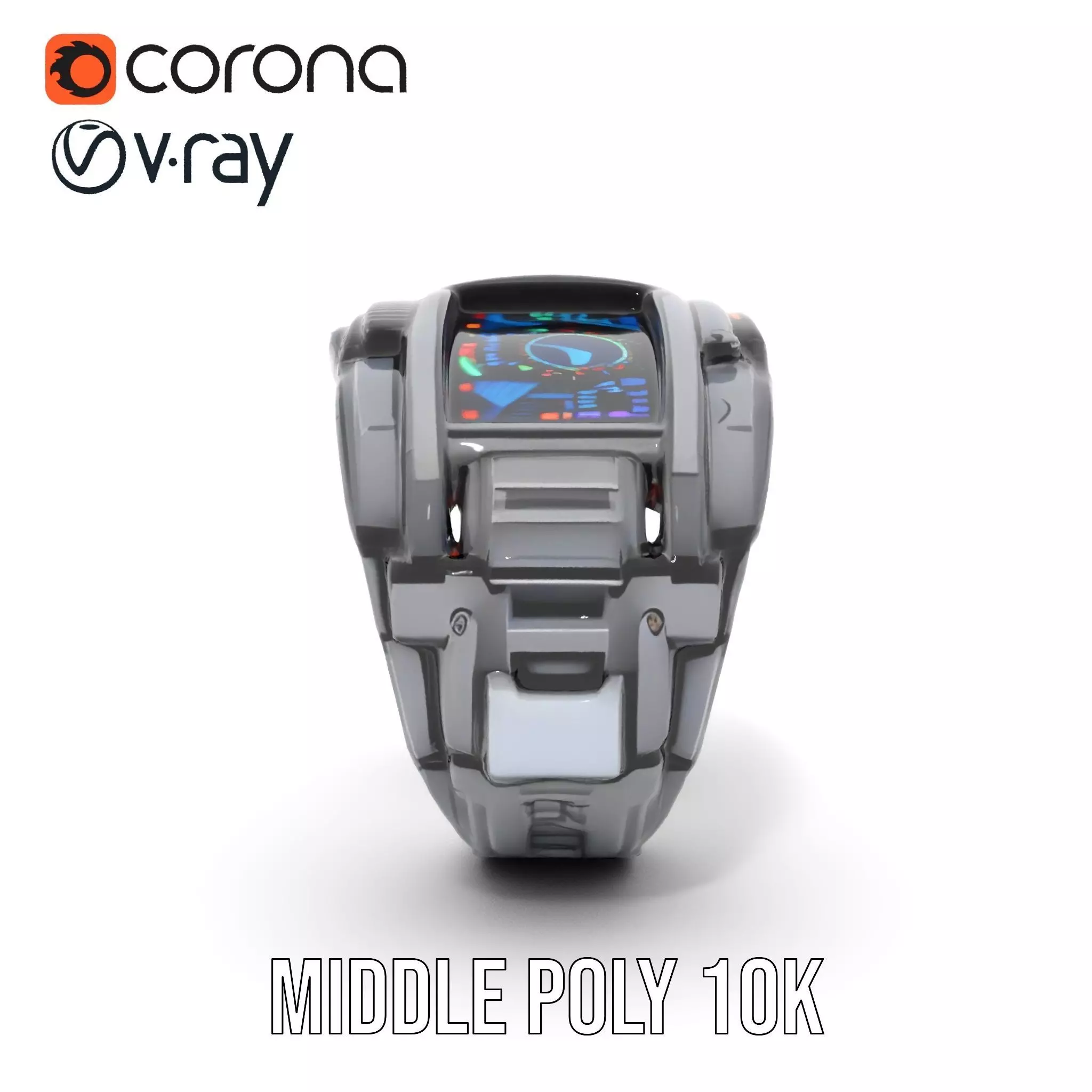 Futuristic Smartwatch with Holographic Display model pack Low-poly 3D model_12