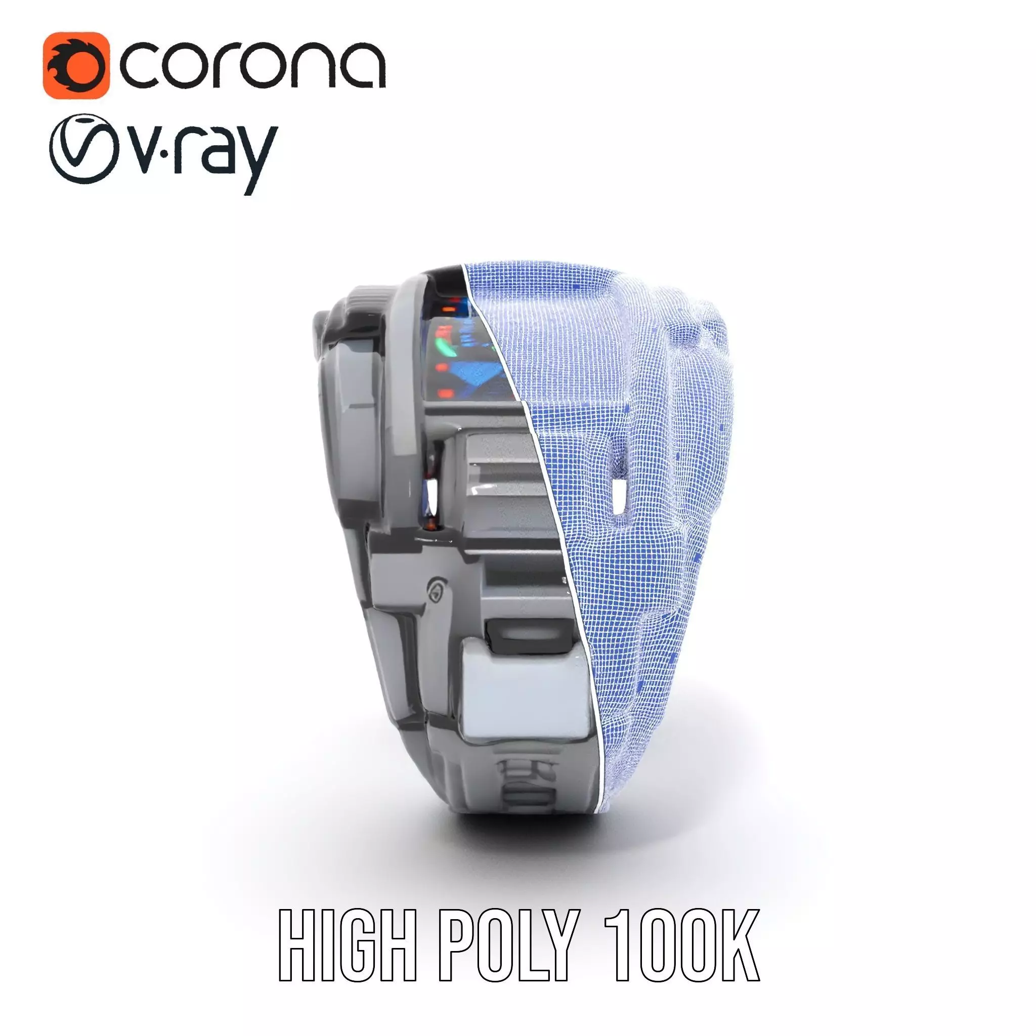 Futuristic Smartwatch with Holographic Display model pack Low-poly 3D model_33