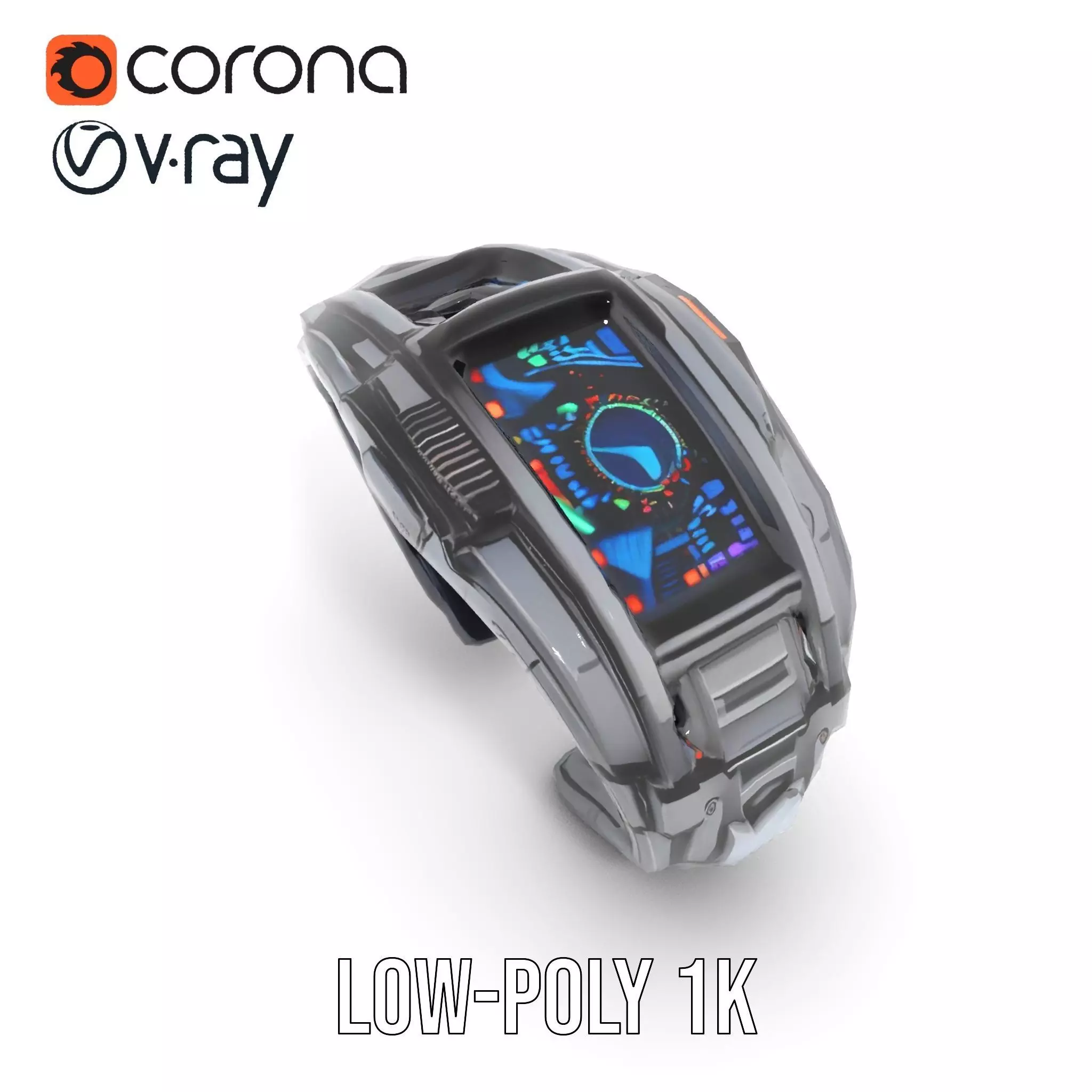 Futuristic Smartwatch with Holographic Display model pack Low-poly 3D model_23