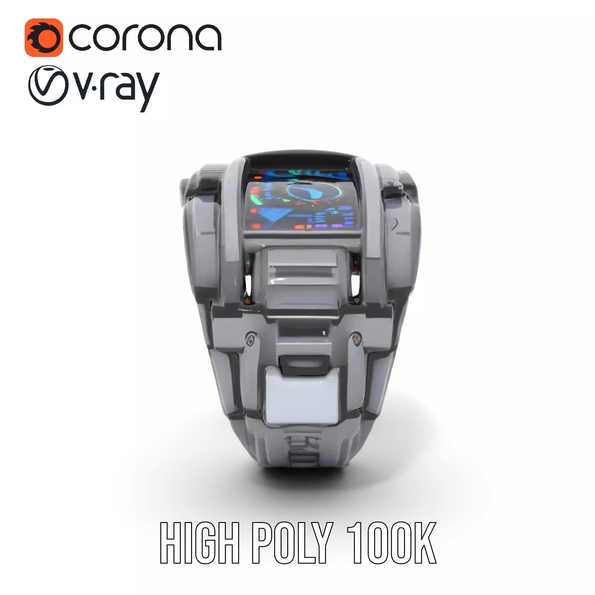 Futuristic Smartwatch with Holographic Display model pack Low-poly 3D model_29
