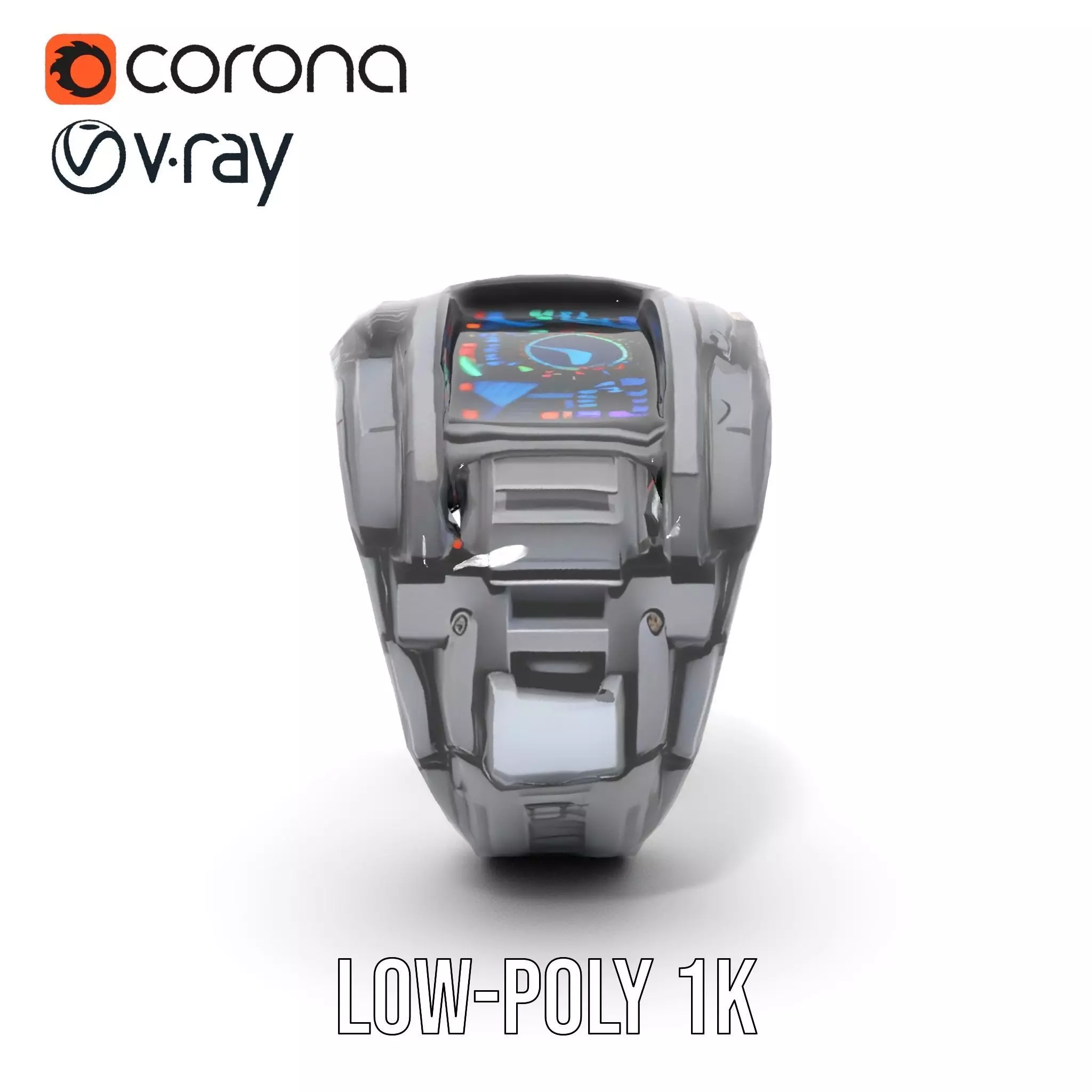 Futuristic Smartwatch with Holographic Display model pack Low-poly 3D model_15