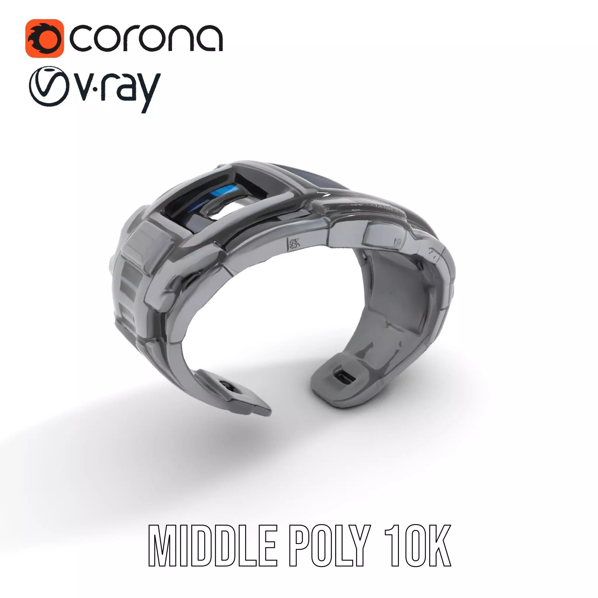 Futuristic Smartwatch with Holographic Display model pack Low-poly 3D model_14