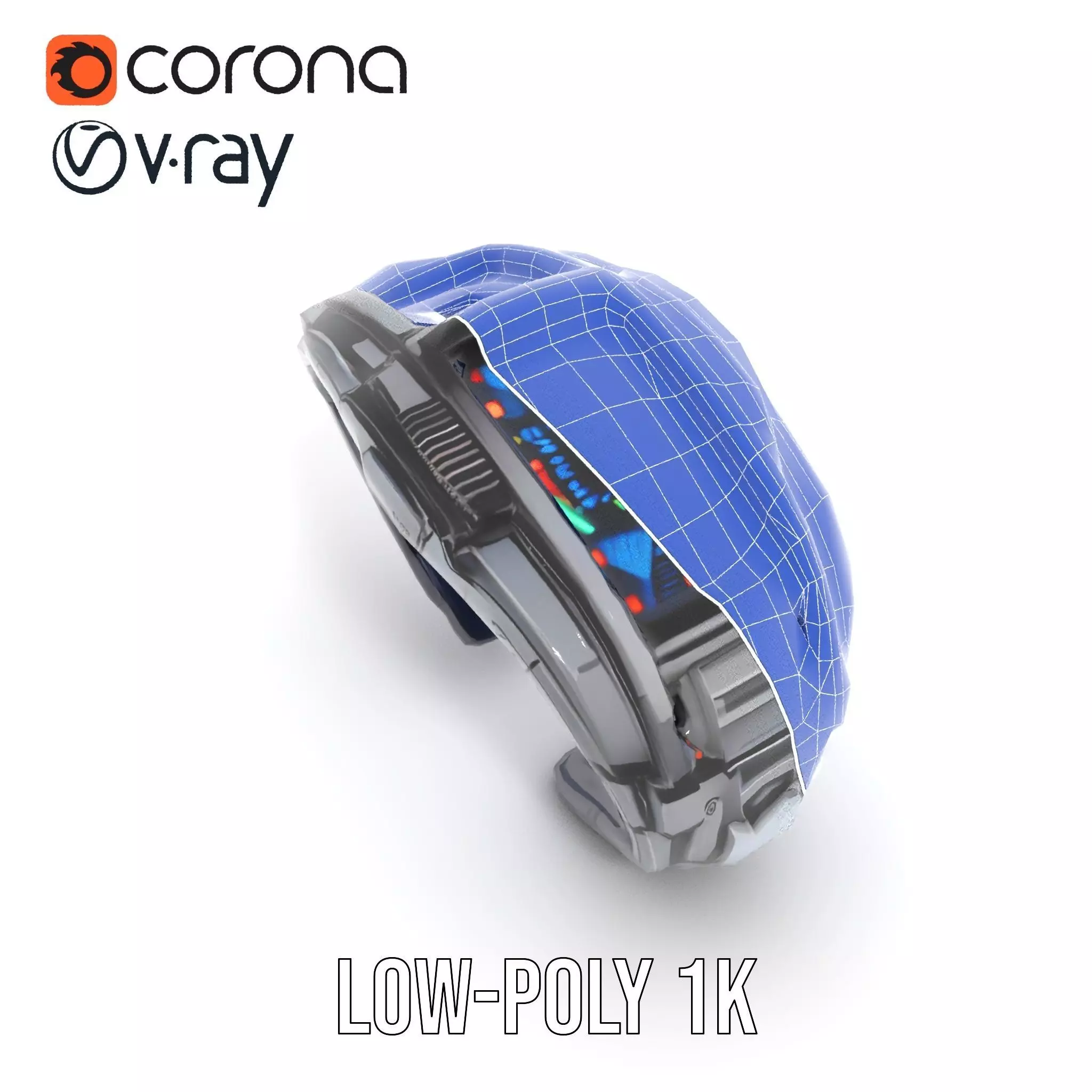 Futuristic Smartwatch with Holographic Display model pack Low-poly 3D model_13