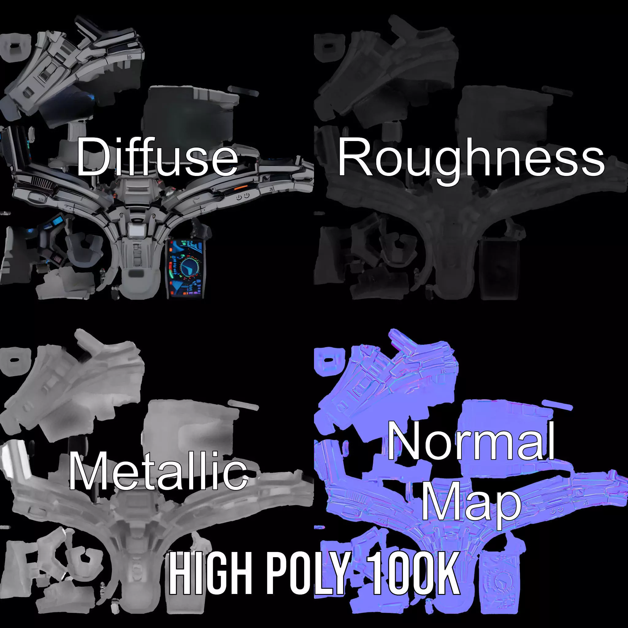 Futuristic Smartwatch with Holographic Display model pack Low-poly 3D model_4