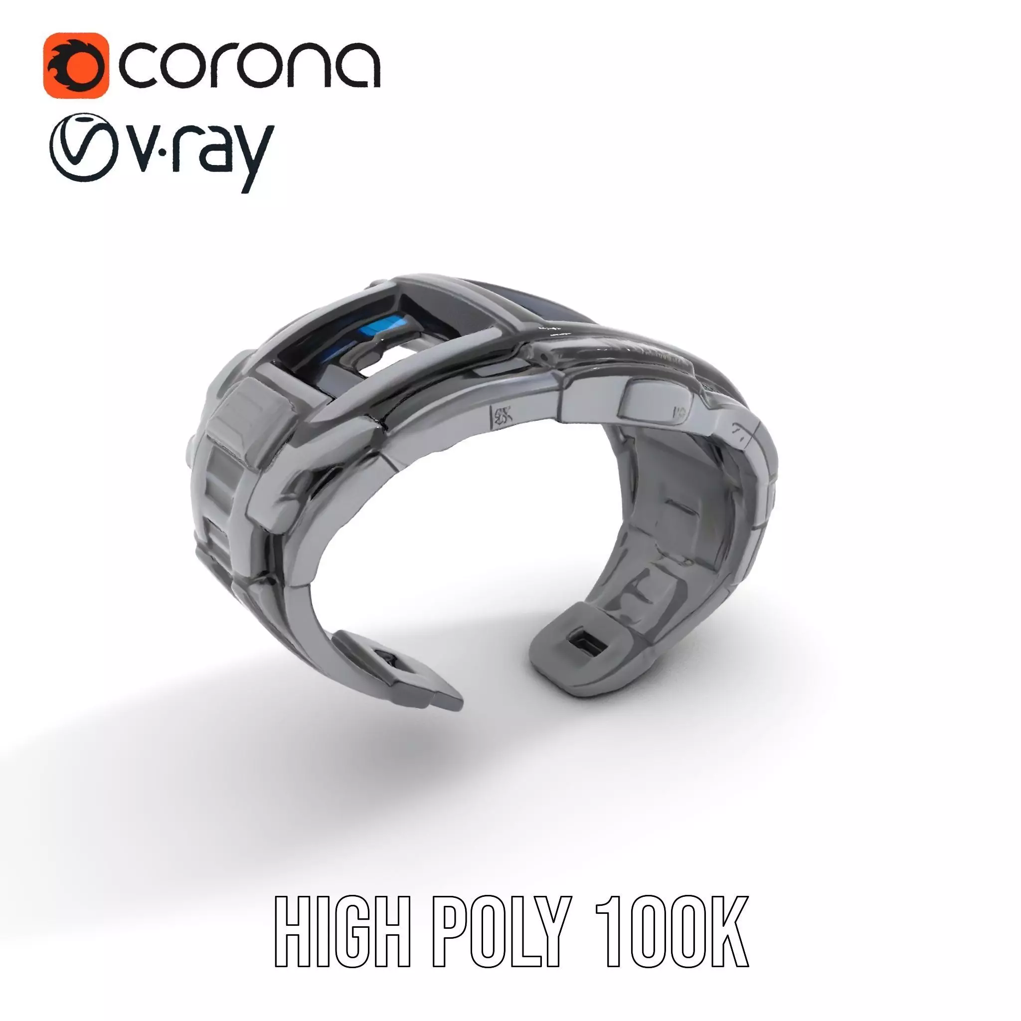 Futuristic Smartwatch with Holographic Display model pack Low-poly 3D model_26