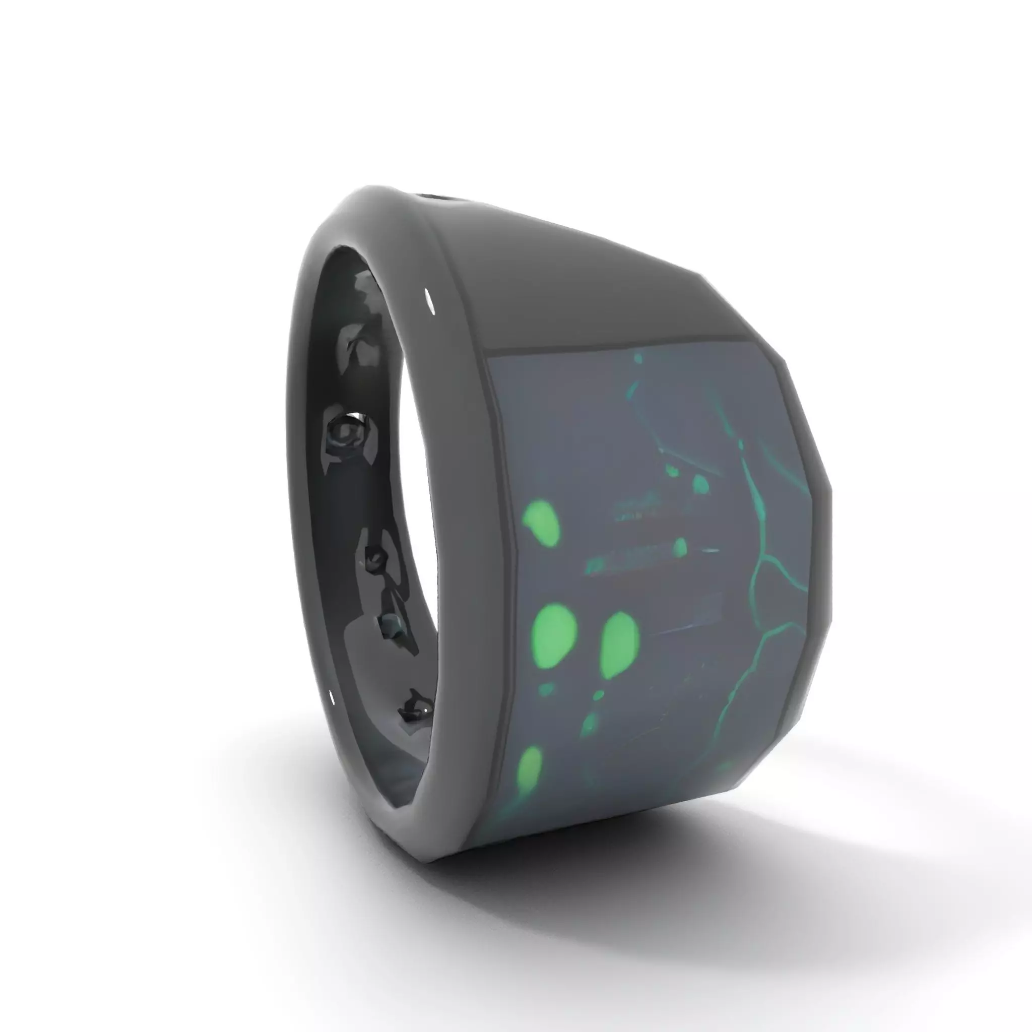 Smart Ring Model Pack with Black and Emerald Marble Detail Low-poly 3D model_20