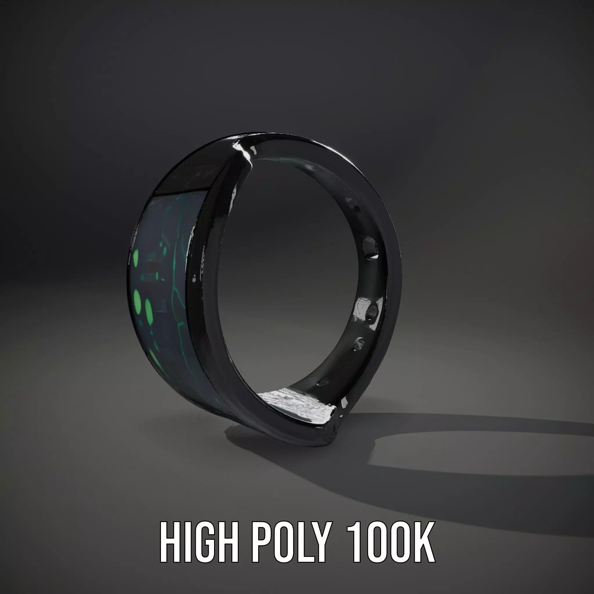 Smart Ring Model Pack with Black and Emerald Marble Detail Low-poly 3D model_21