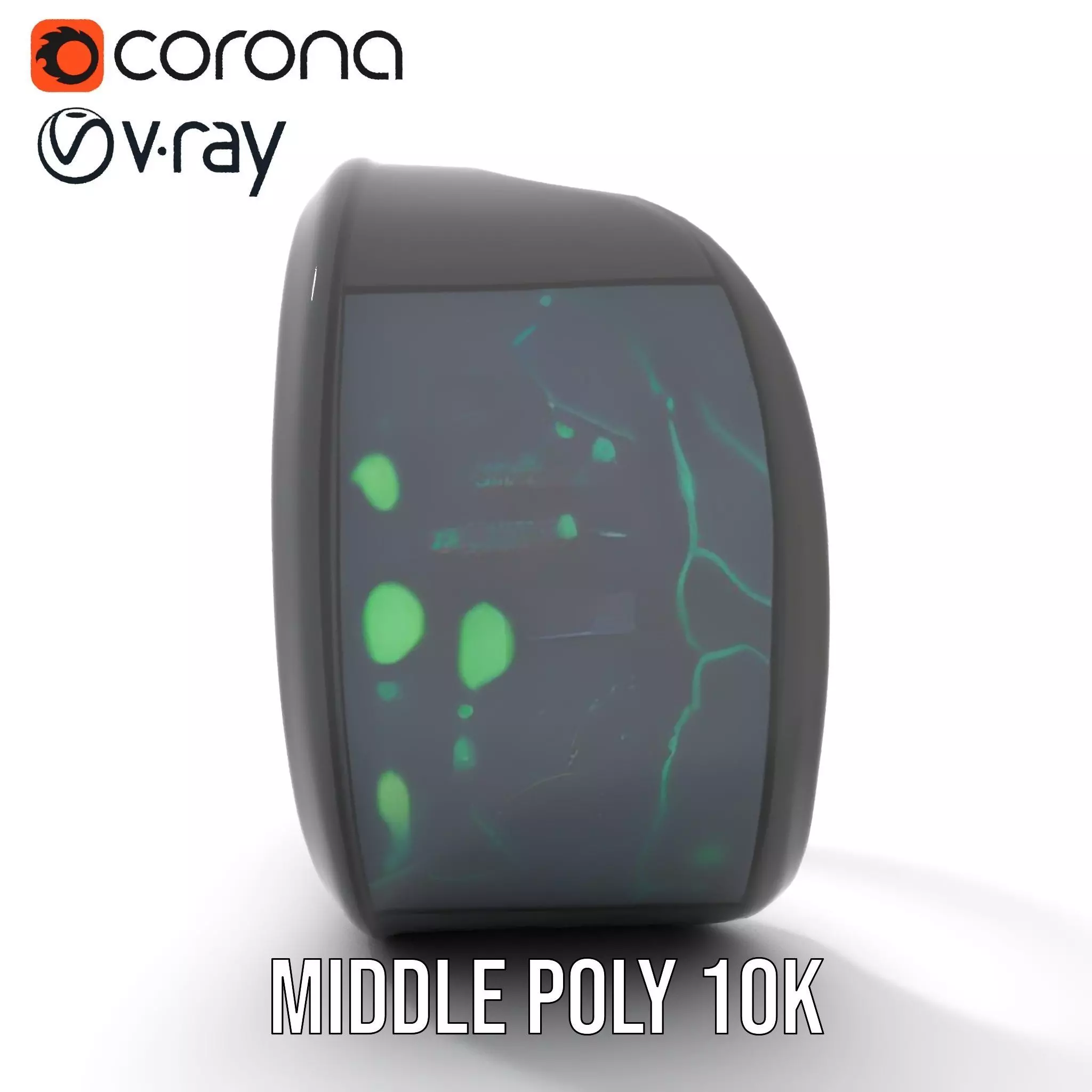 Smart Ring Model Pack with Black and Emerald Marble Detail Low-poly 3D model_13