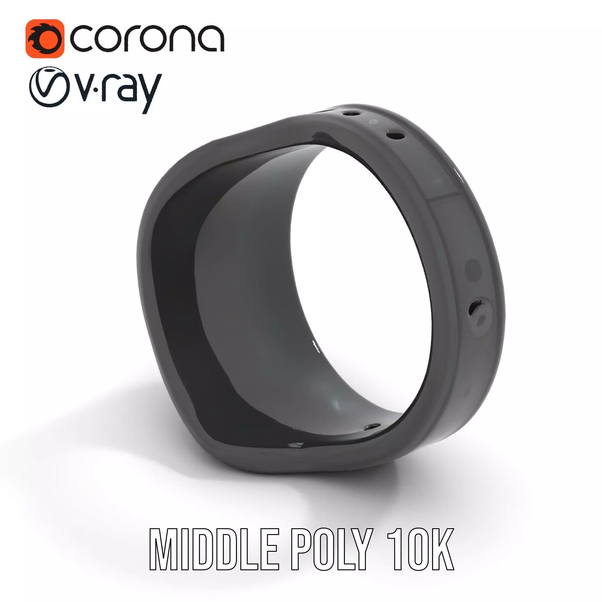 Smart Ring Model Pack with Black and Emerald Marble Detail Low-poly 3D model_6