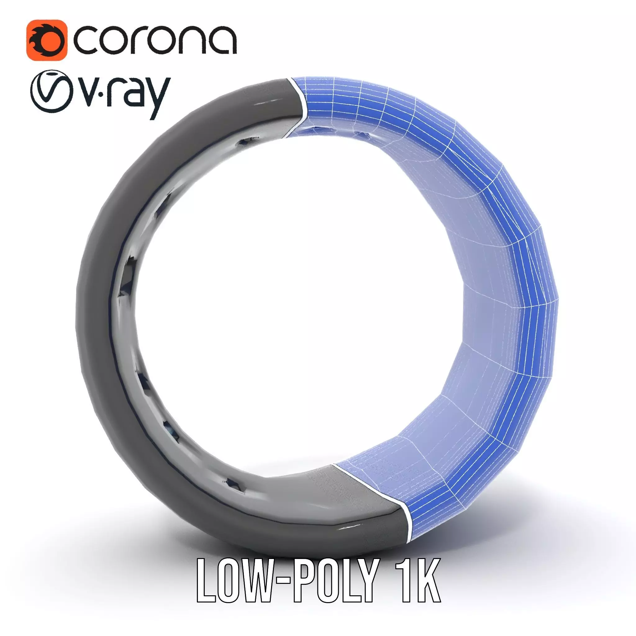 Smart Ring Model Pack with Black and Emerald Marble Detail Low-poly 3D model_31