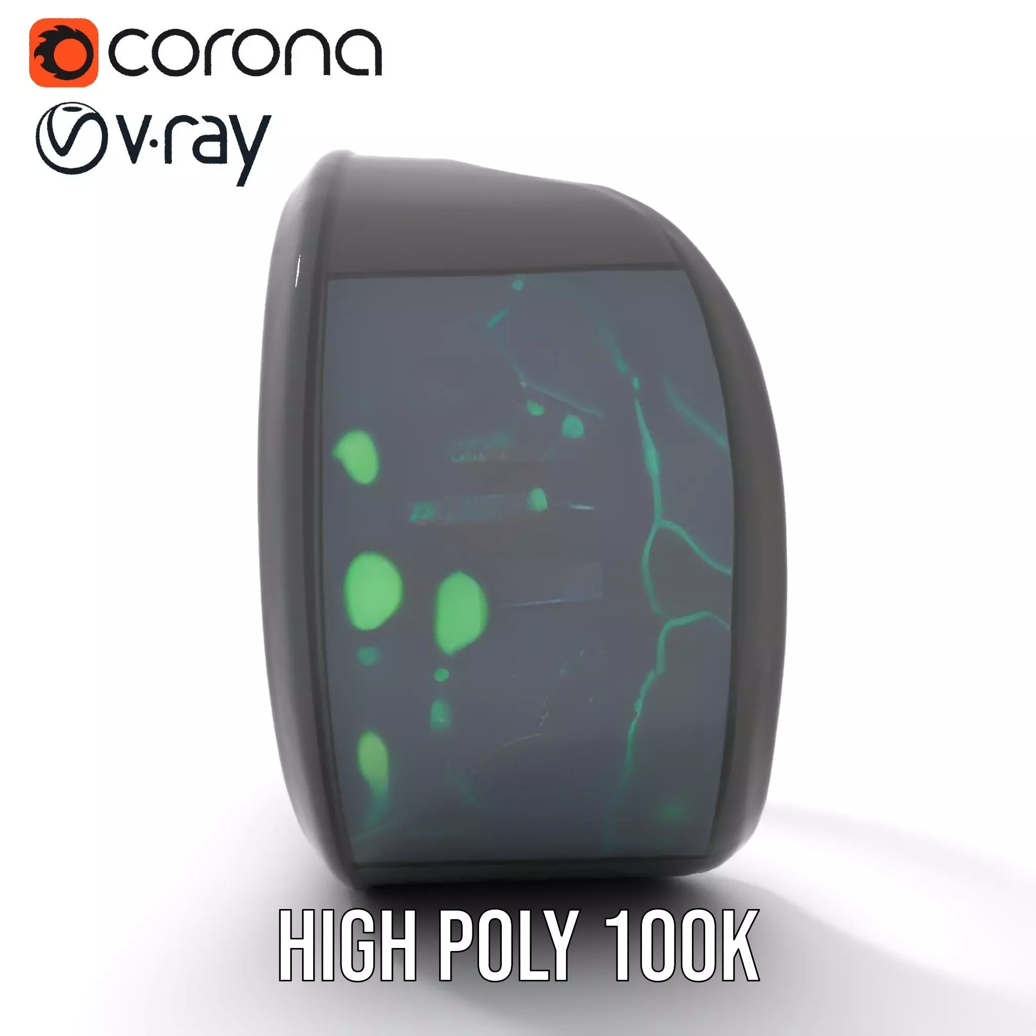 Smart Ring Model Pack with Black and Emerald Marble Detail Low-poly 3D model_18