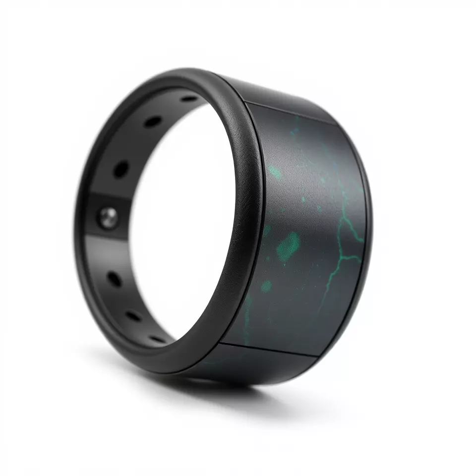 Smart Ring Model Pack with Black and Emerald Marble Detail Low-poly 3D model_3