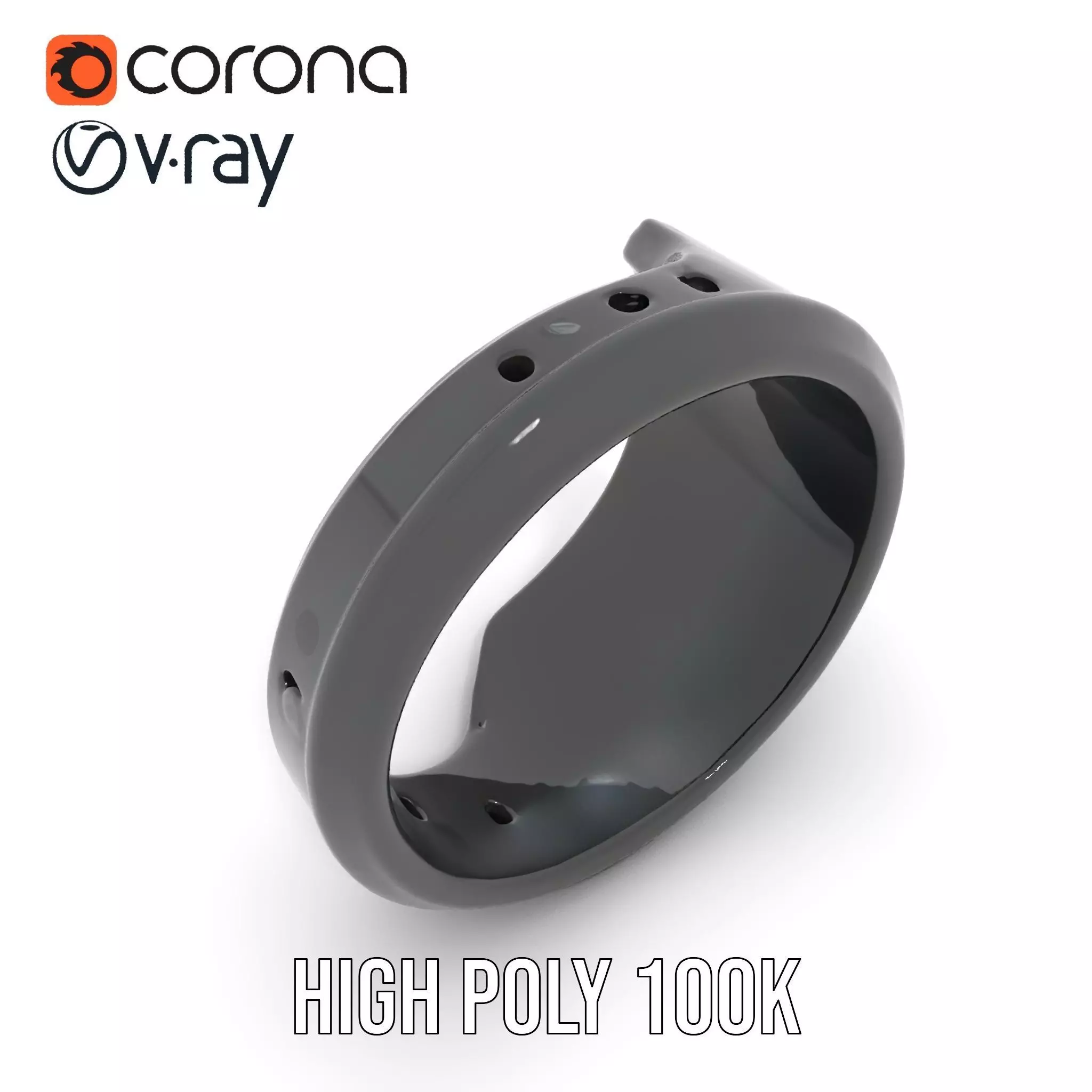 Smart Ring Model Pack with Black and Emerald Marble Detail Low-poly 3D model_15