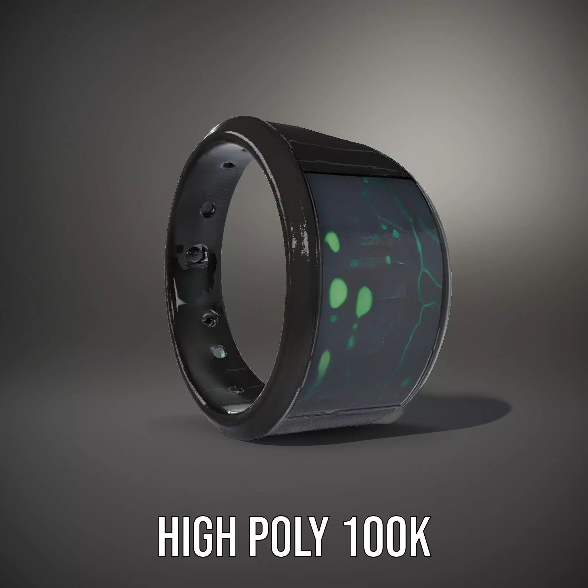 Smart Ring Model Pack with Black and Emerald Marble Detail Low-poly 3D model_27