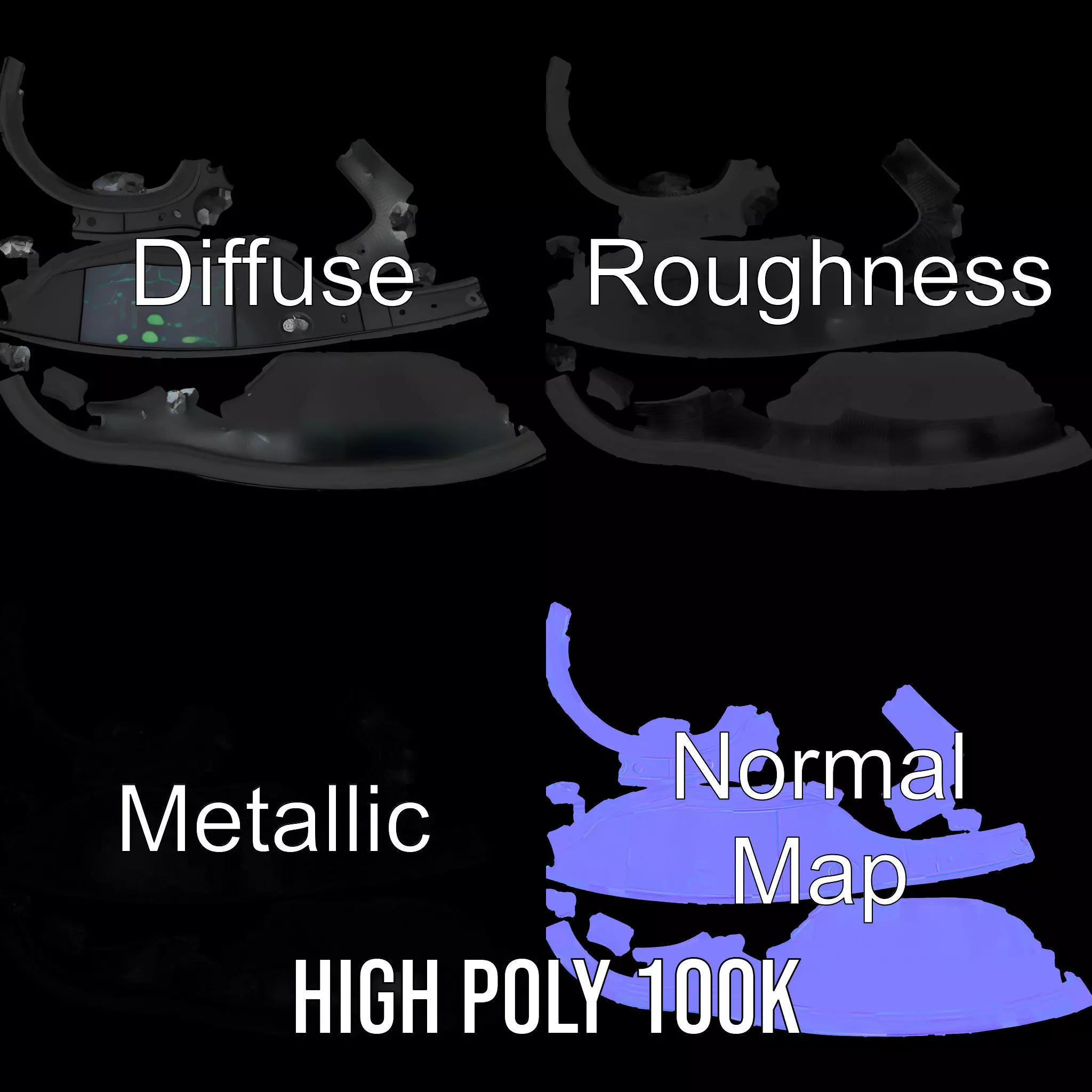 Smart Ring Model Pack with Black and Emerald Marble Detail Low-poly 3D model_4