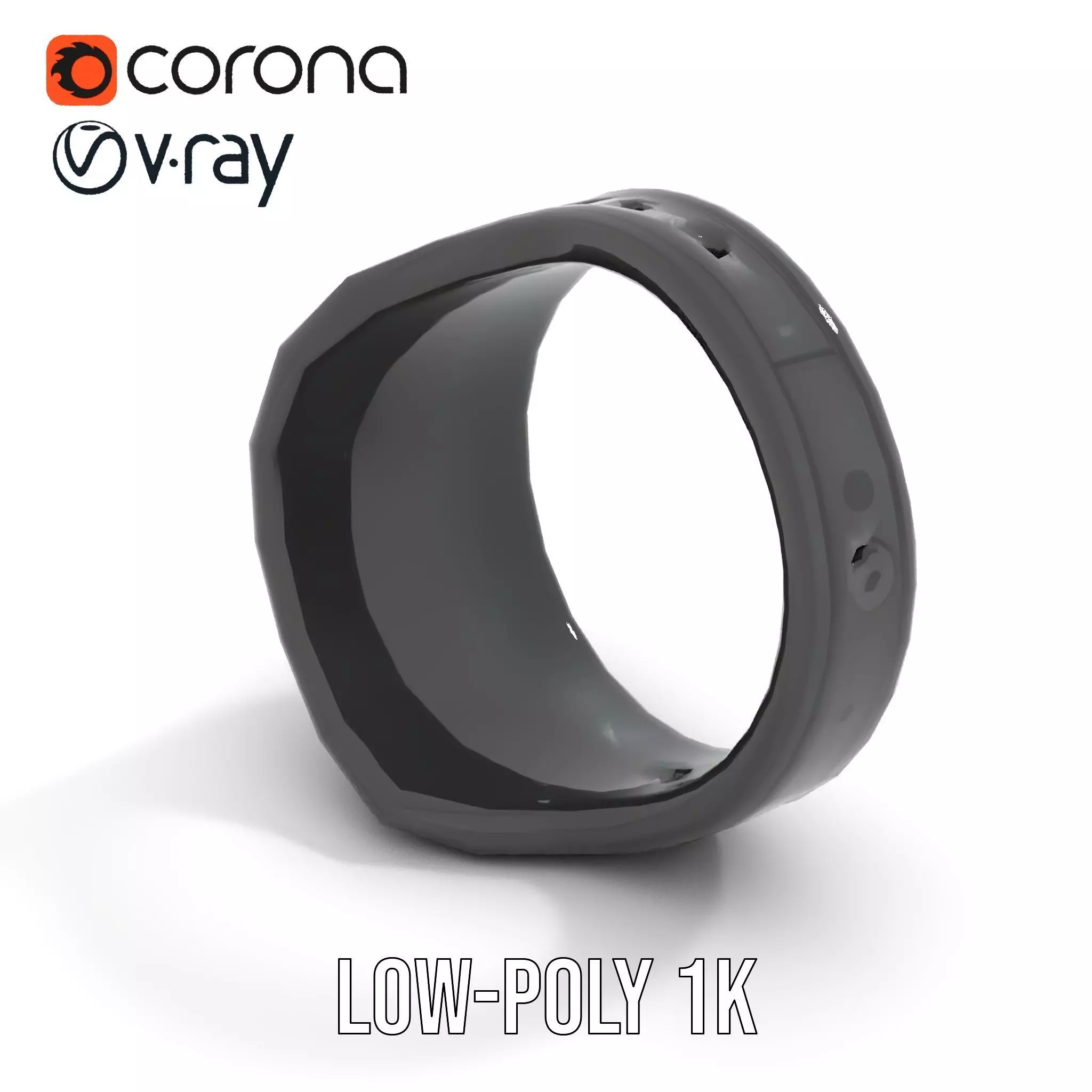 Smart Ring Model Pack with Black and Emerald Marble Detail Low-poly 3D model_8