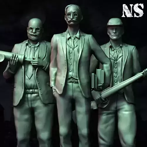 Investigators x3 - Henry Armitage - Francis Morgan - Warren Rice 3D print model