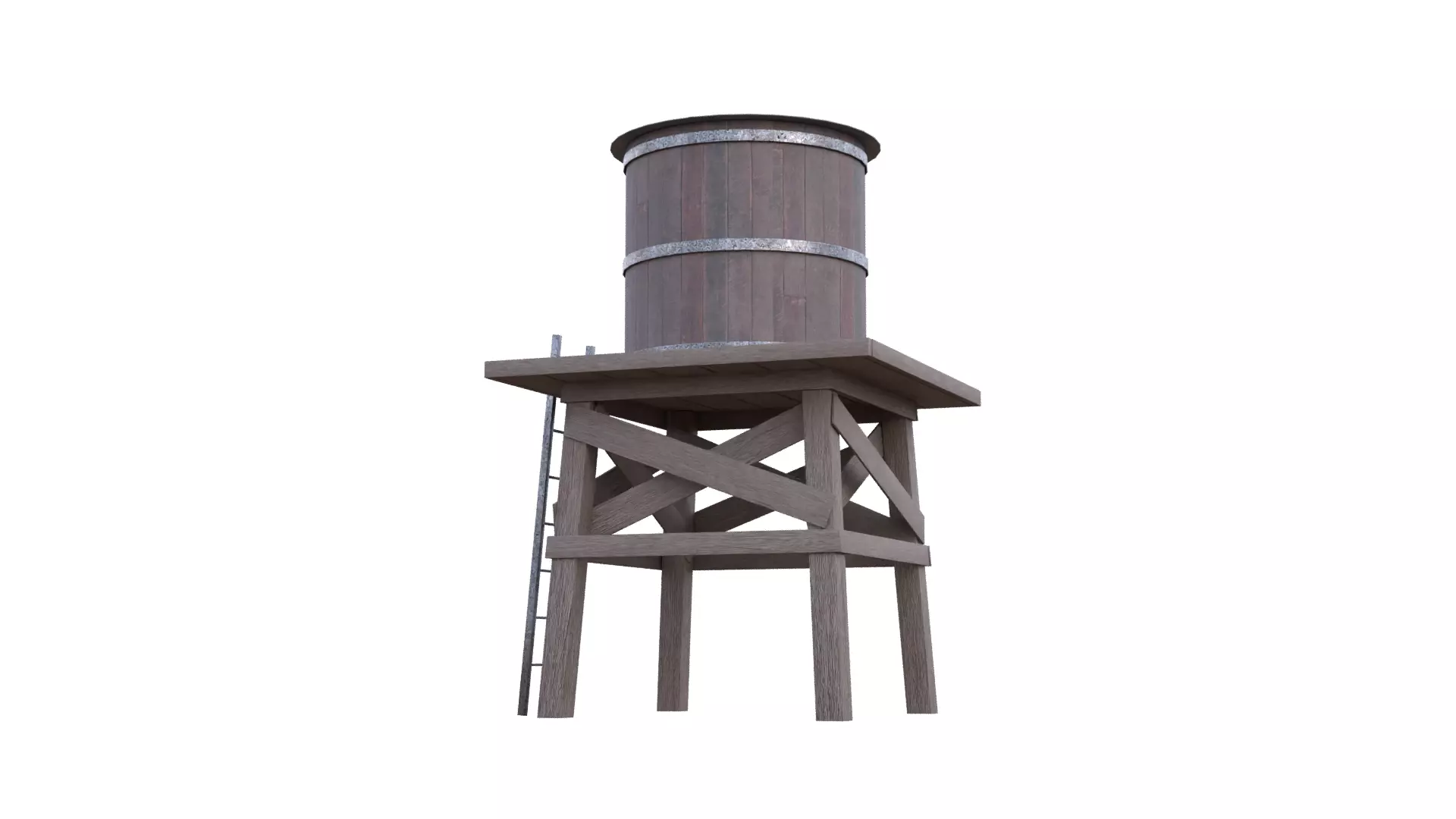 Rustic Water Tower Low-poly 3D model_25