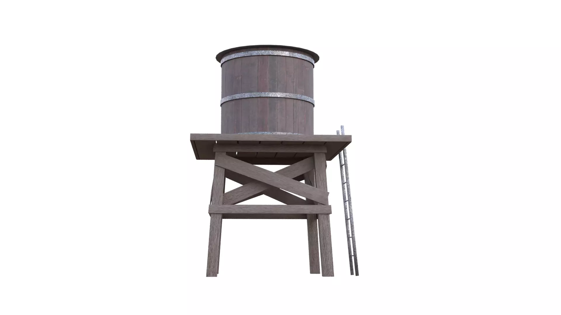Rustic Water Tower Low-poly 3D model_10